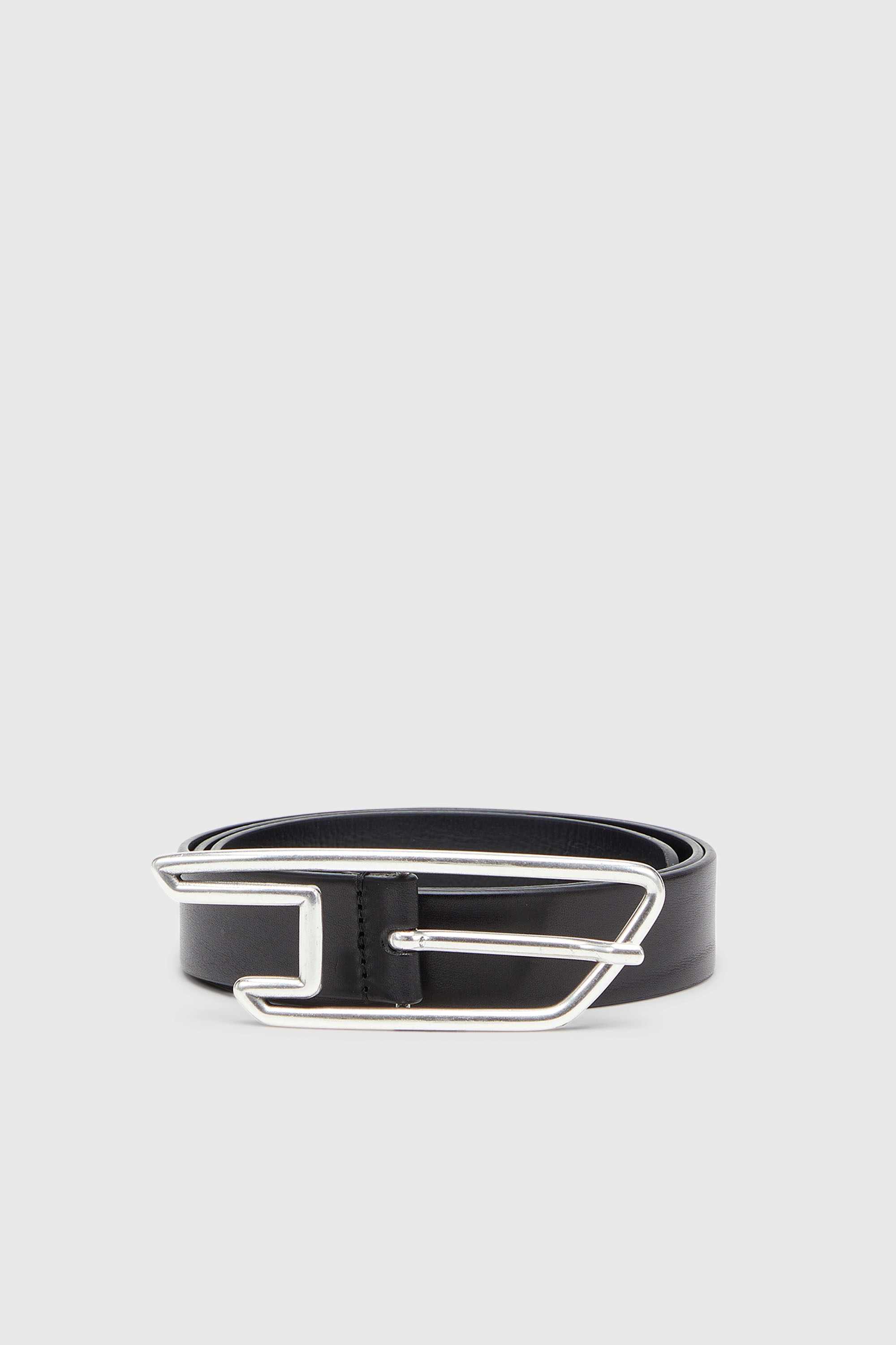 Black 3cm leather belt with D-logo buckle