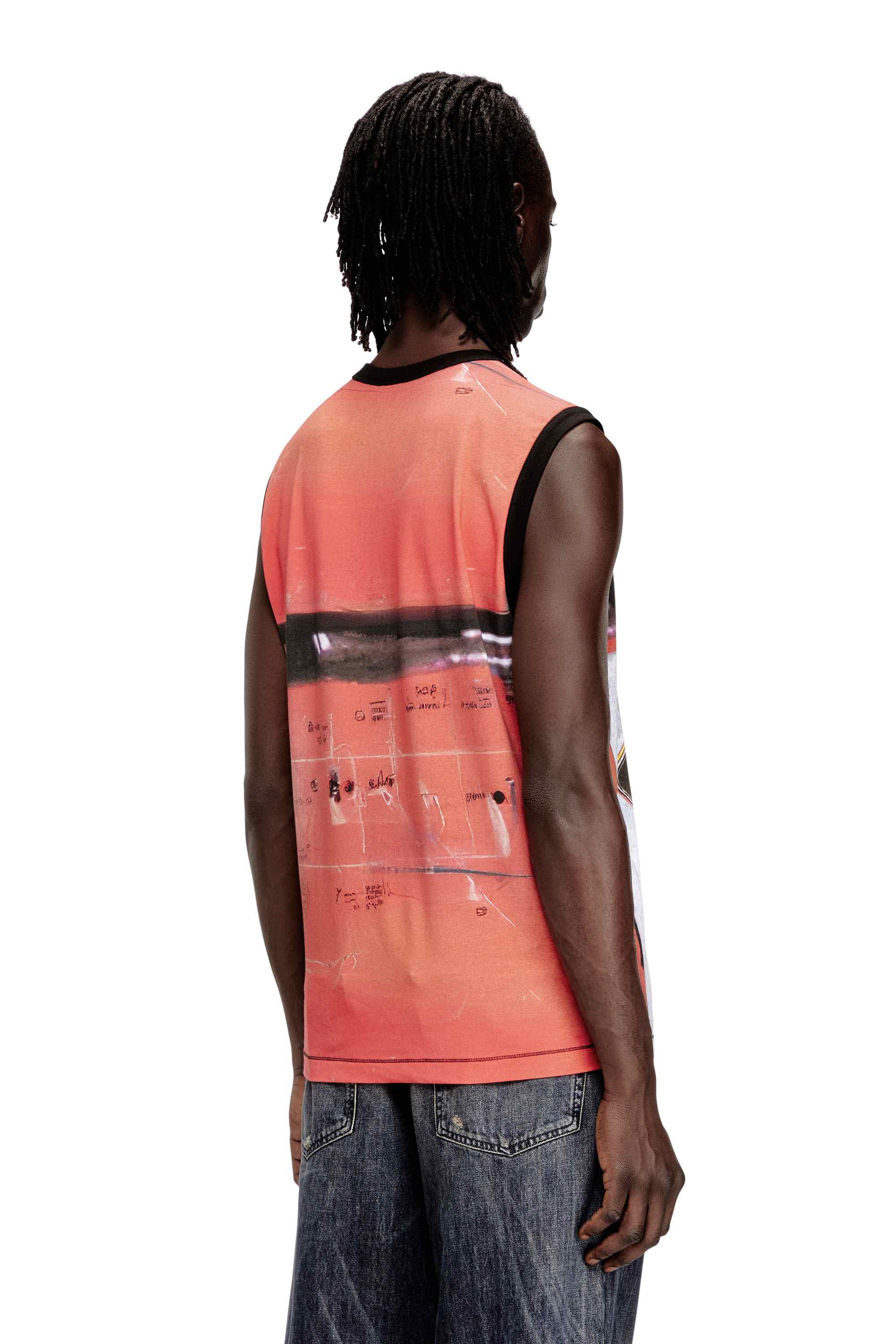 Grey Slim Fit Tank top in printed stretch jersey