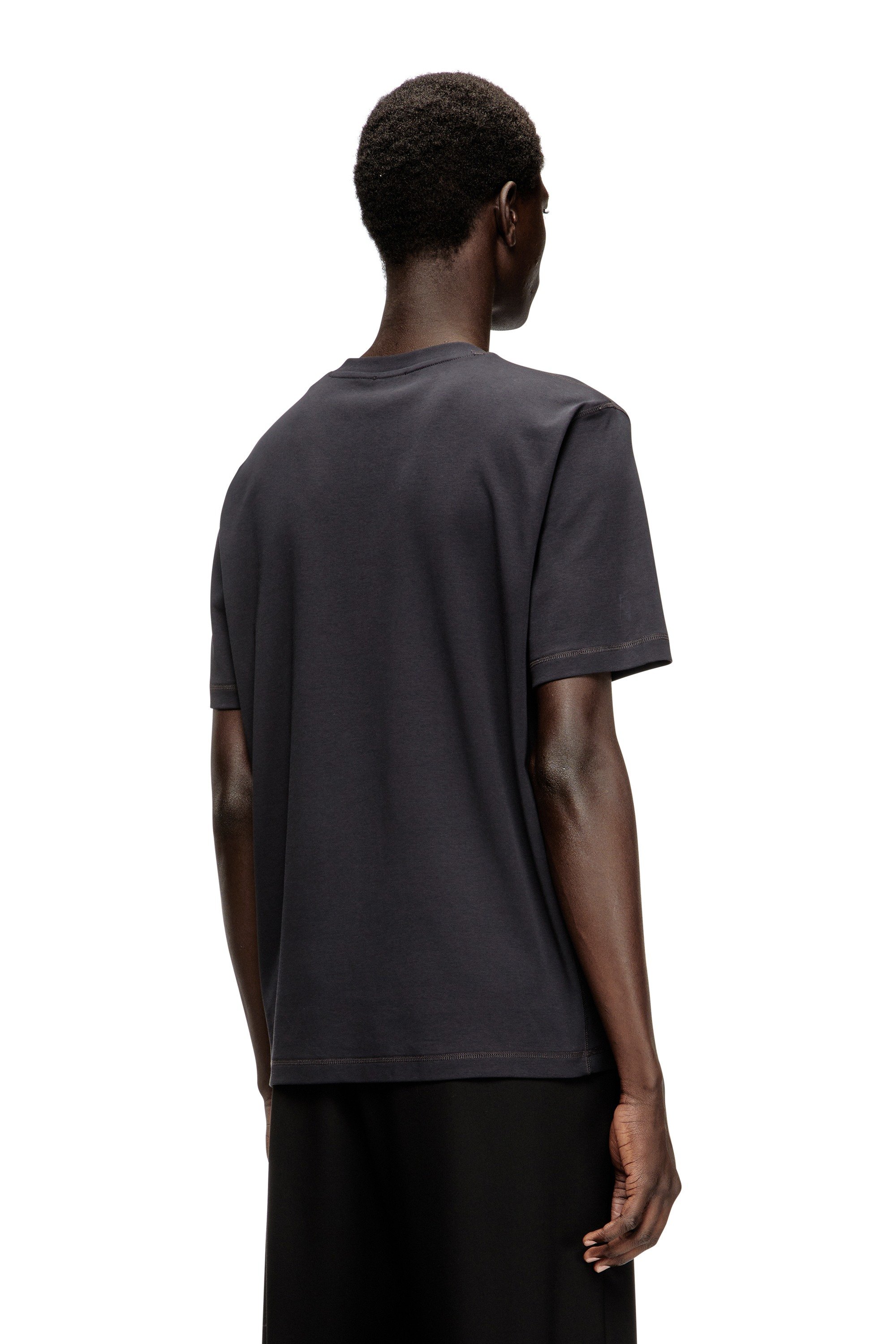 Dark Grey Regular Fit T-shirt with crew neck and Oval D