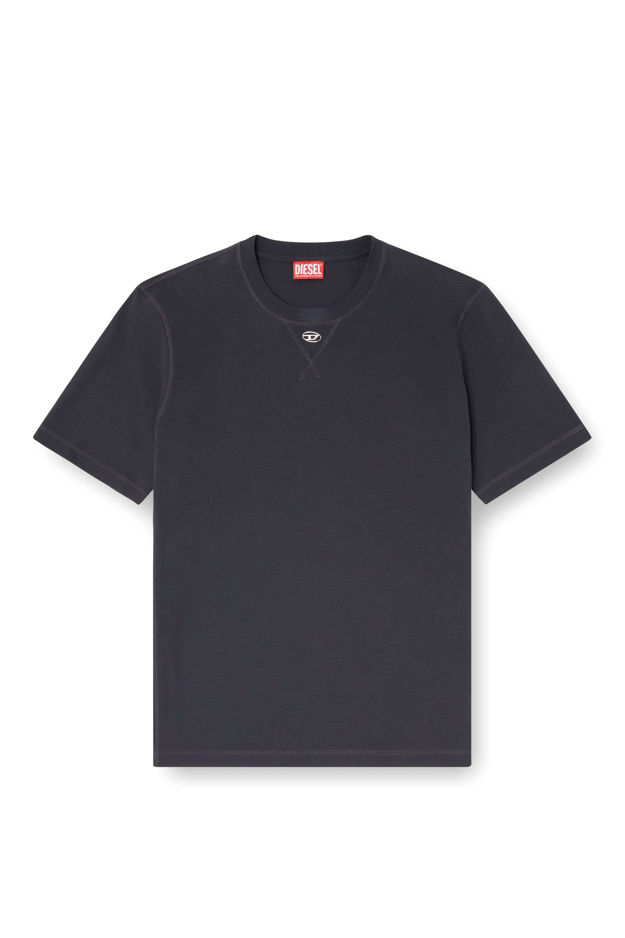 Dark Grey Regular Fit T-shirt with crew neck and Oval D