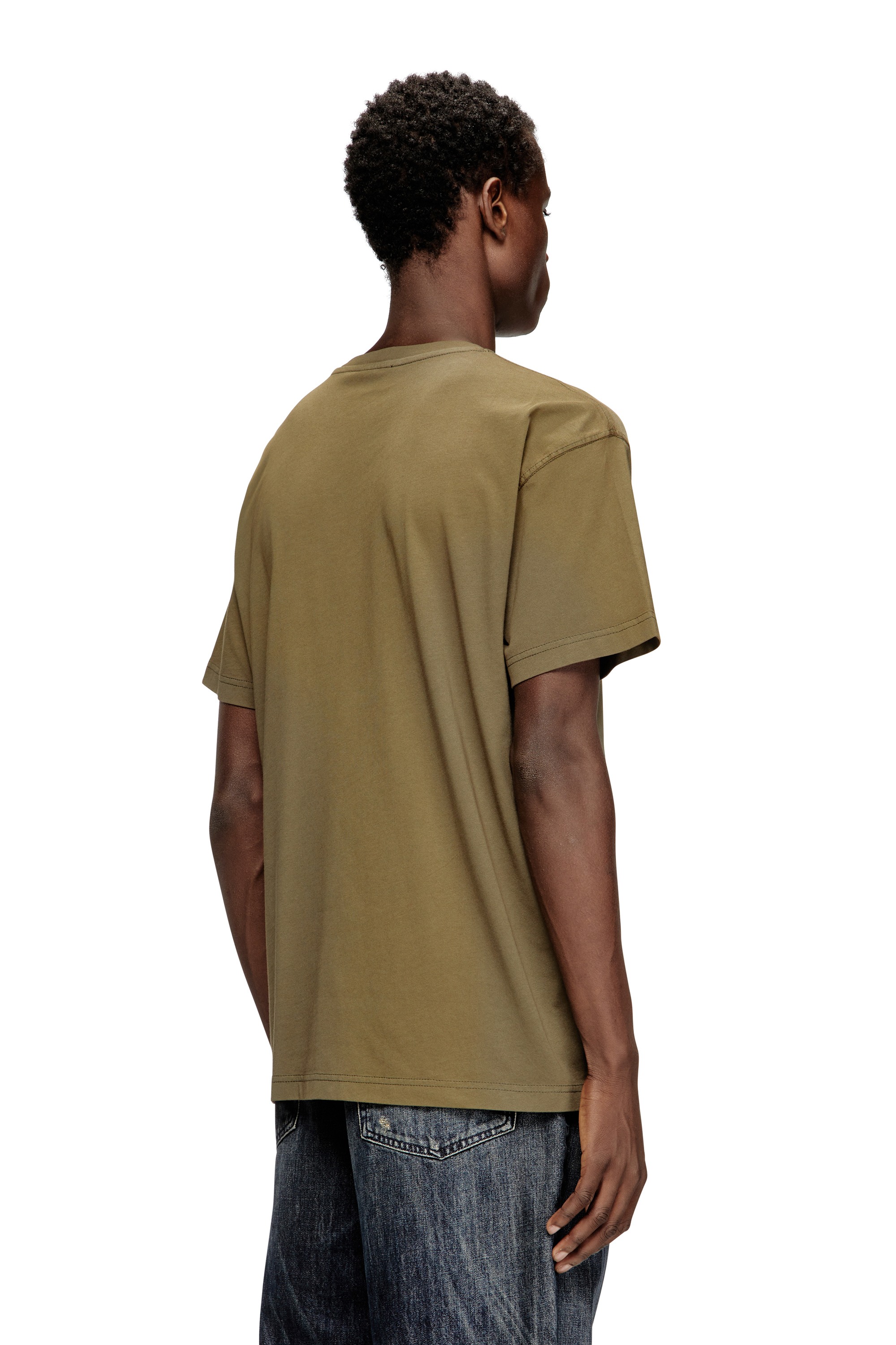 Beige Regular Fit Cotton T-shirt with laser print