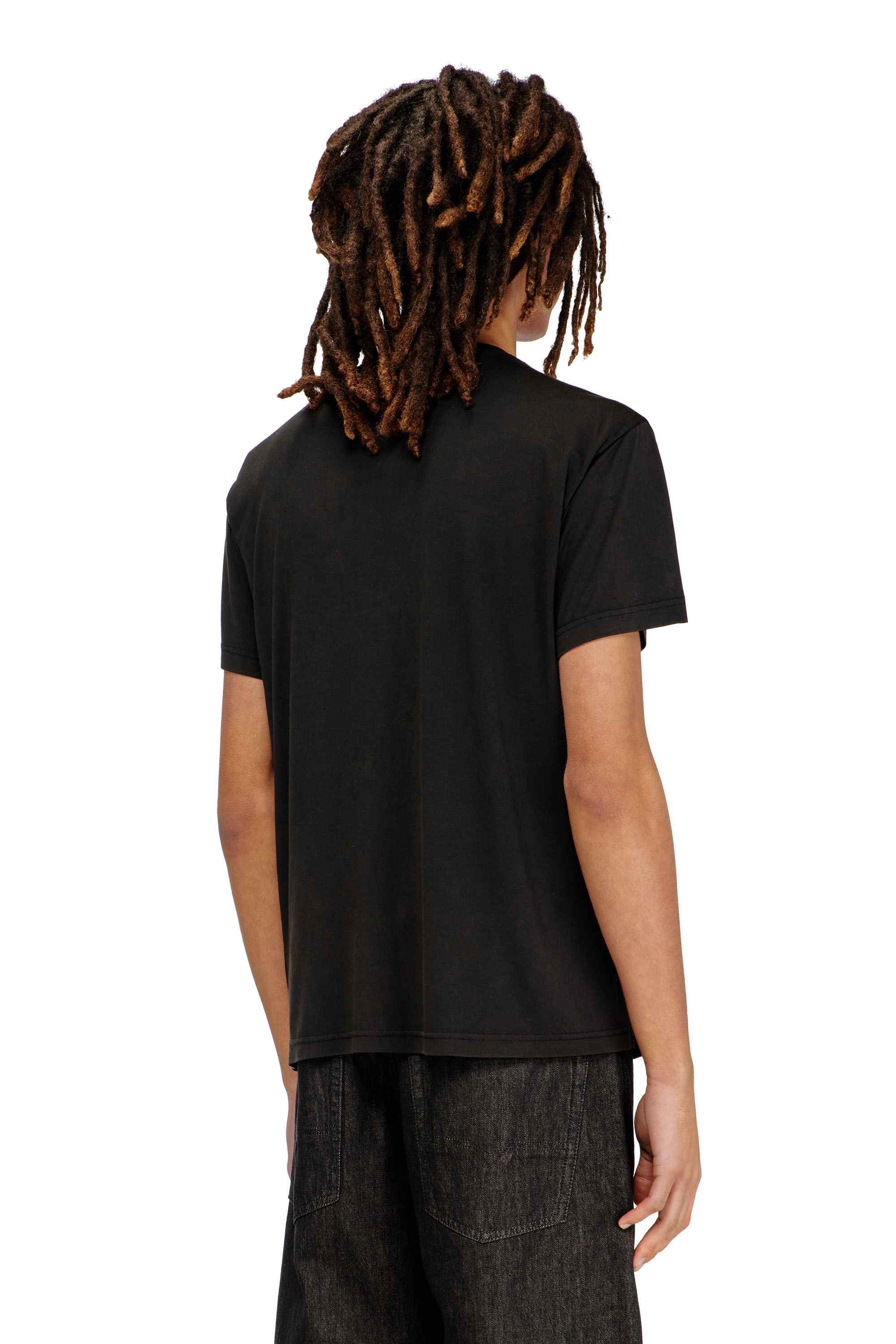 Black Regular Fit Fluid T-Shirt With Micro Embroidery