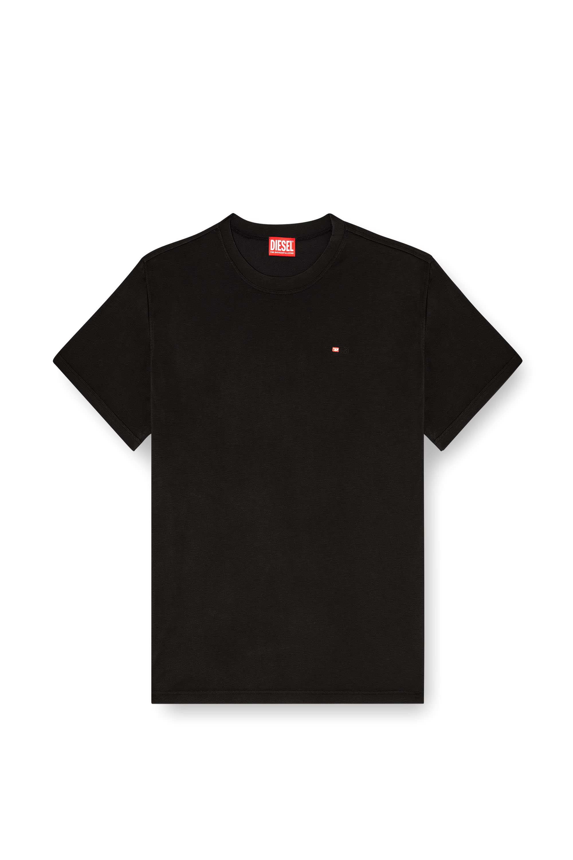 Black Regular Fit Fluid T-Shirt With Micro Embroidery