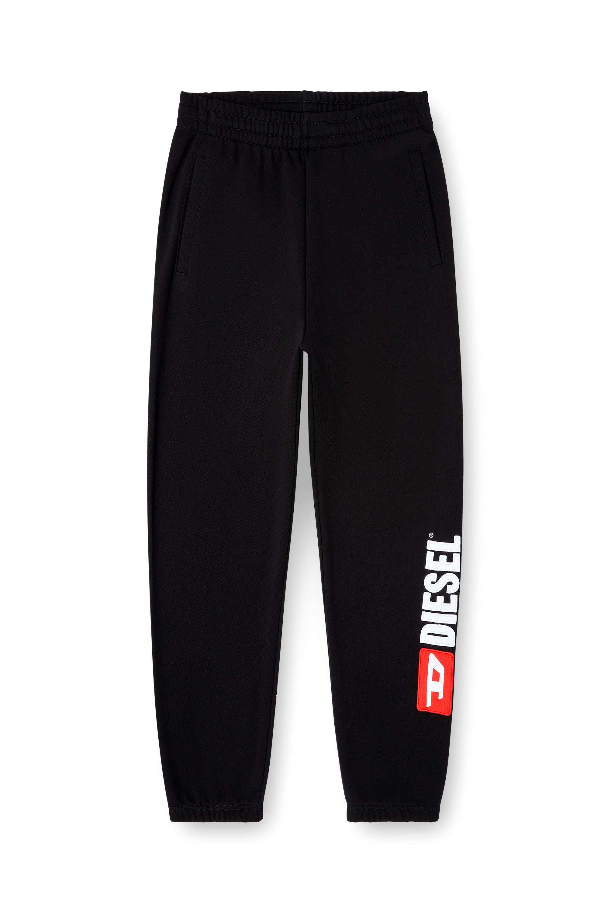 Black Regular Fit Cotton sweatpants with Diesel patch