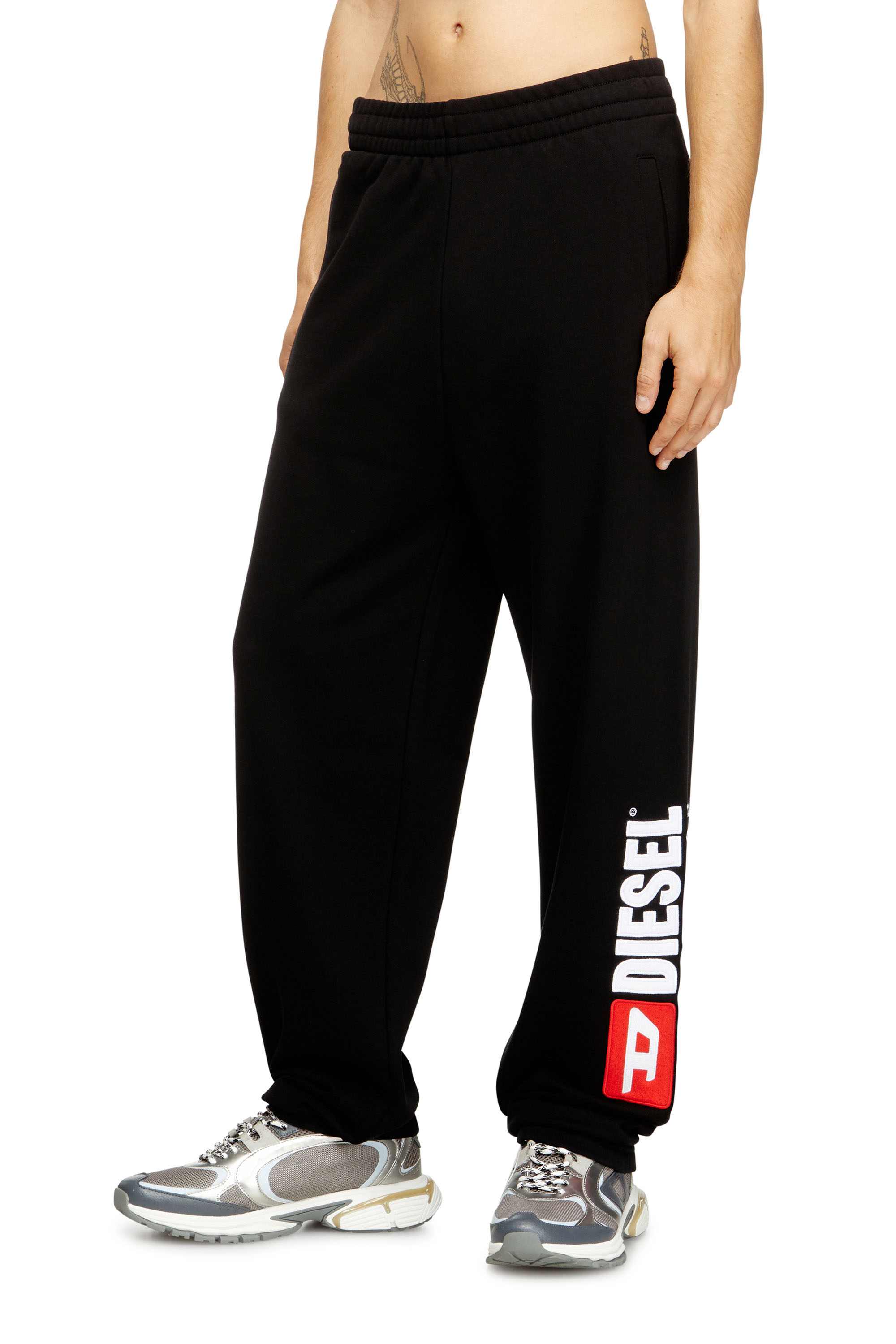 Black Regular Fit Cotton sweatpants with Diesel patch