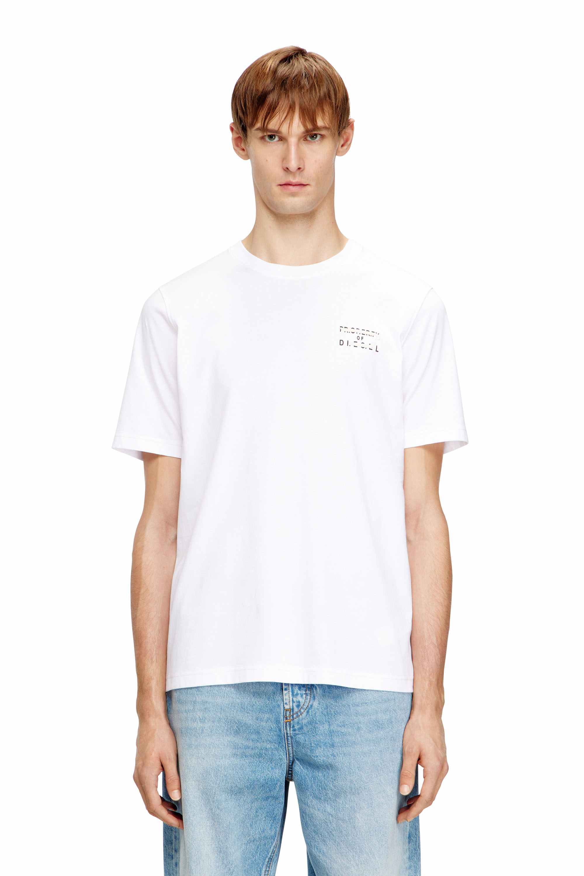 White Regular Fit cotton T-shirt with puff print