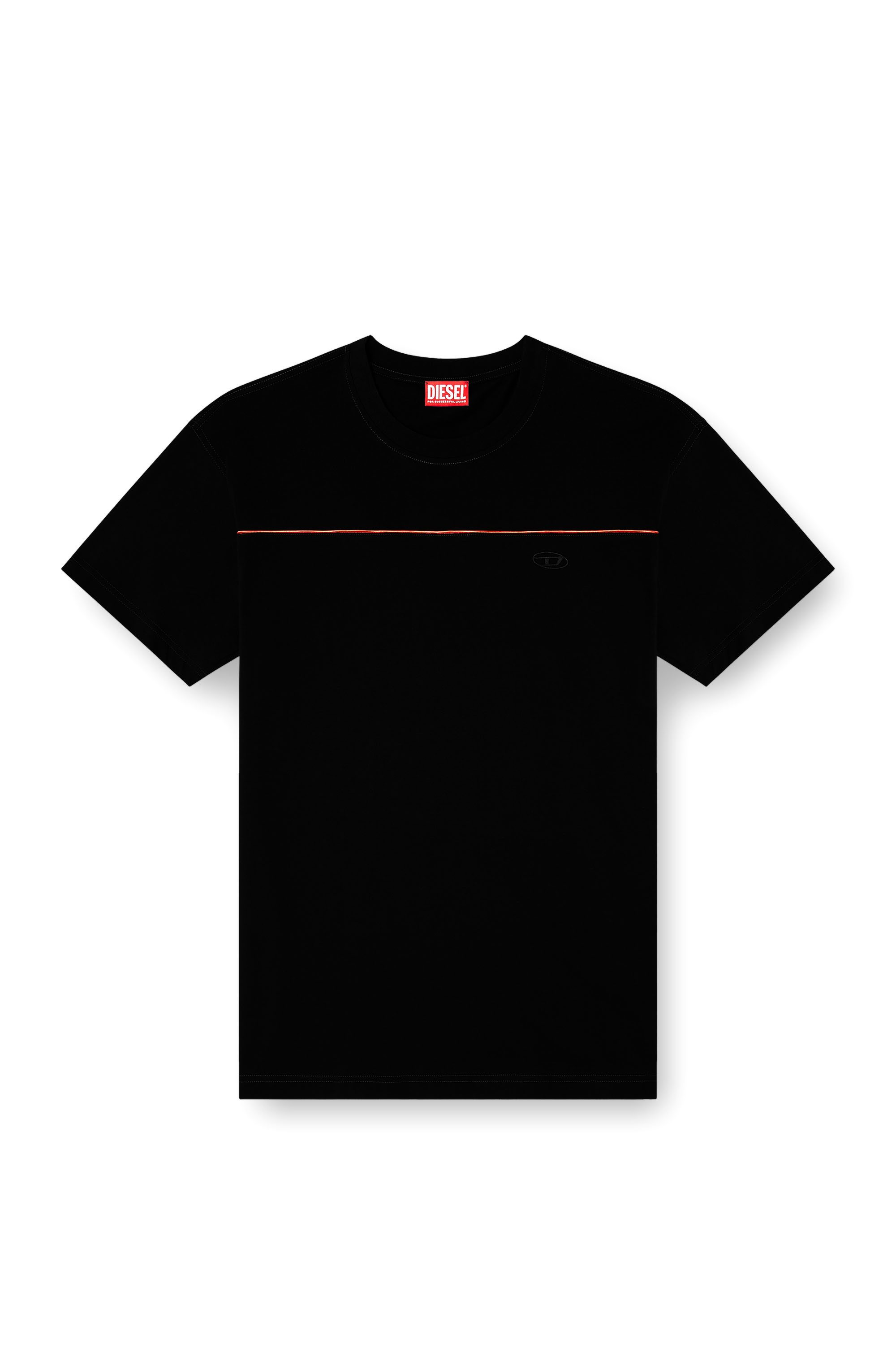 Black Regular Fit T-shirt with contrast piping