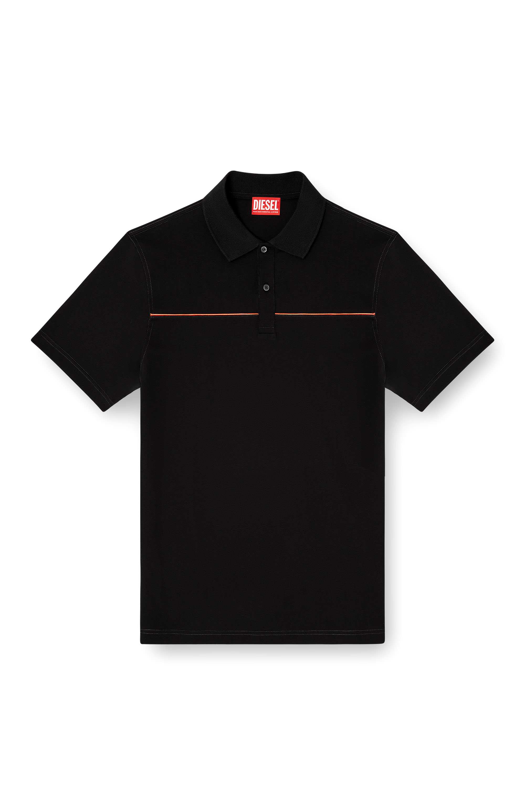 Black Regular Fit Polo shirt with contrast piping