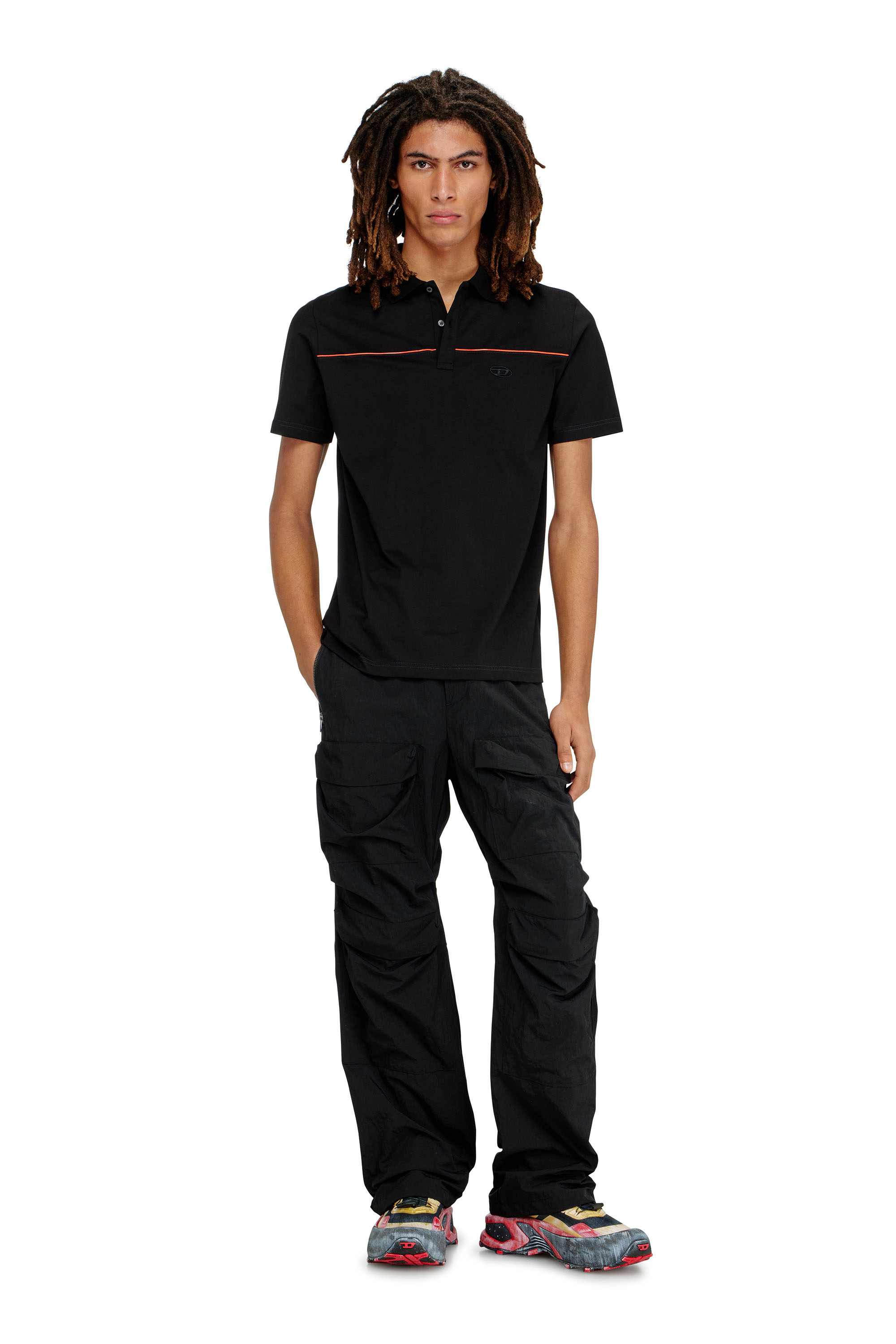 Black Regular Fit Polo shirt with contrast piping