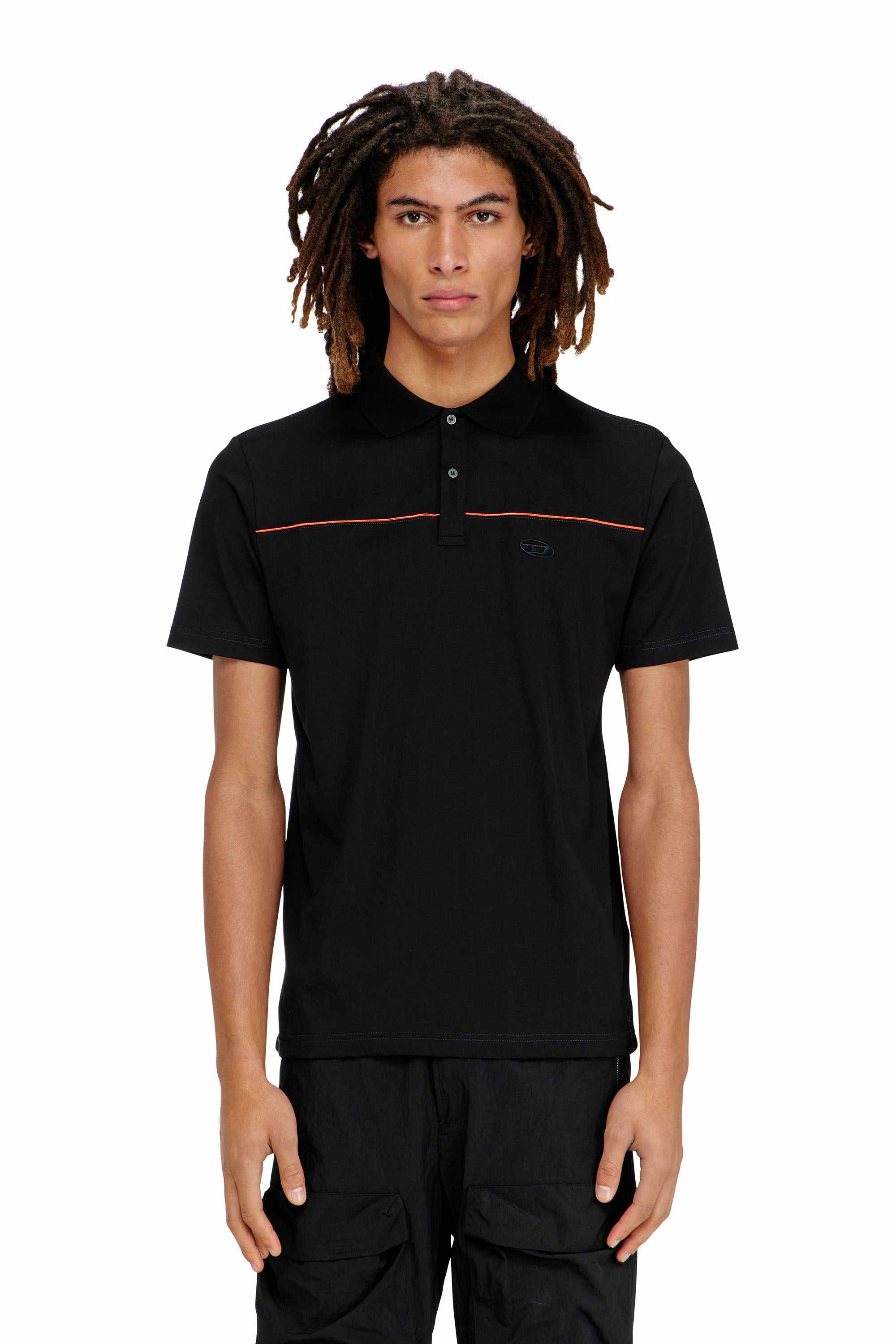 Black Regular Fit Polo shirt with contrast piping