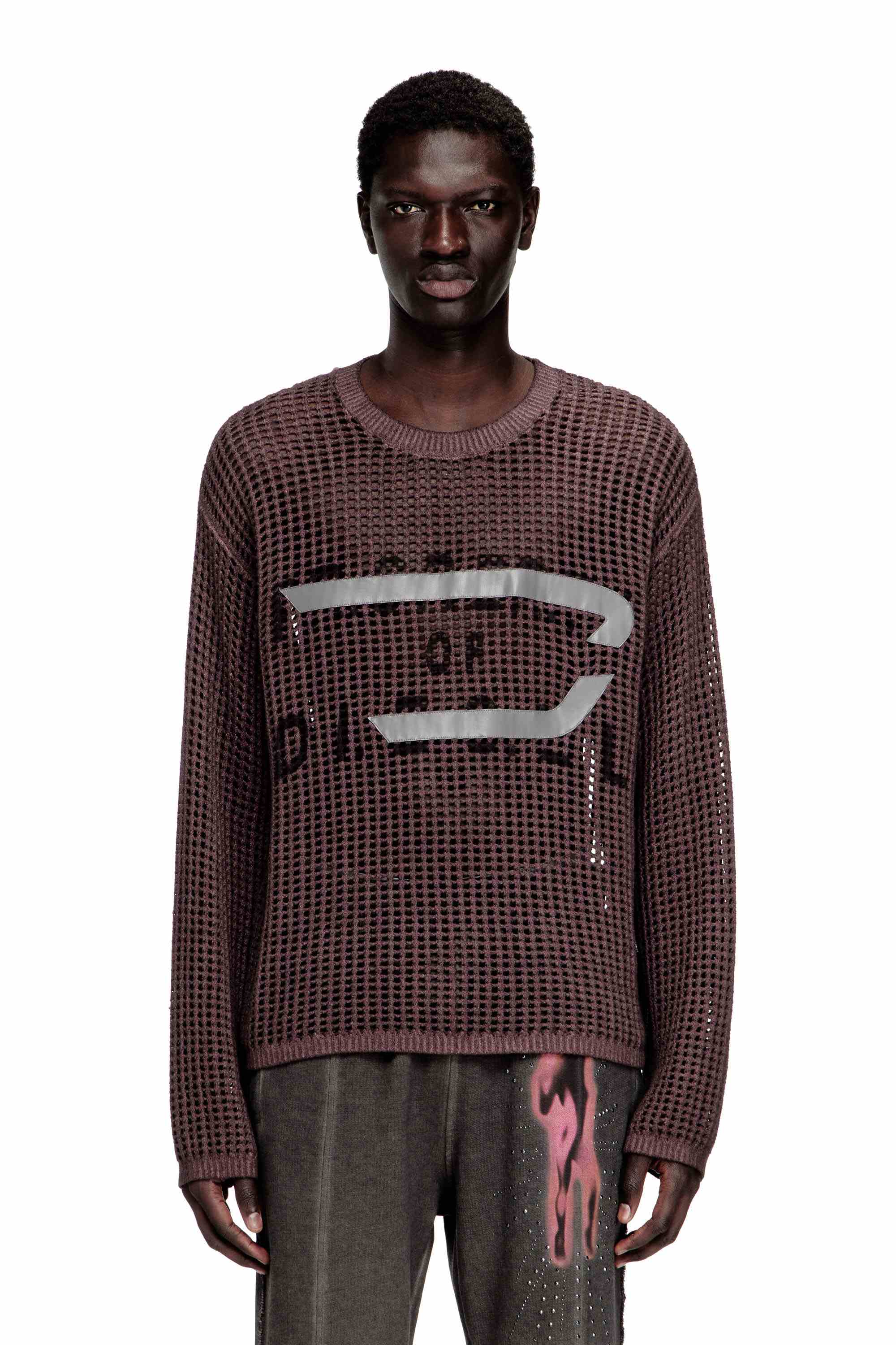 Violet Long-sleeve mesh-knit top