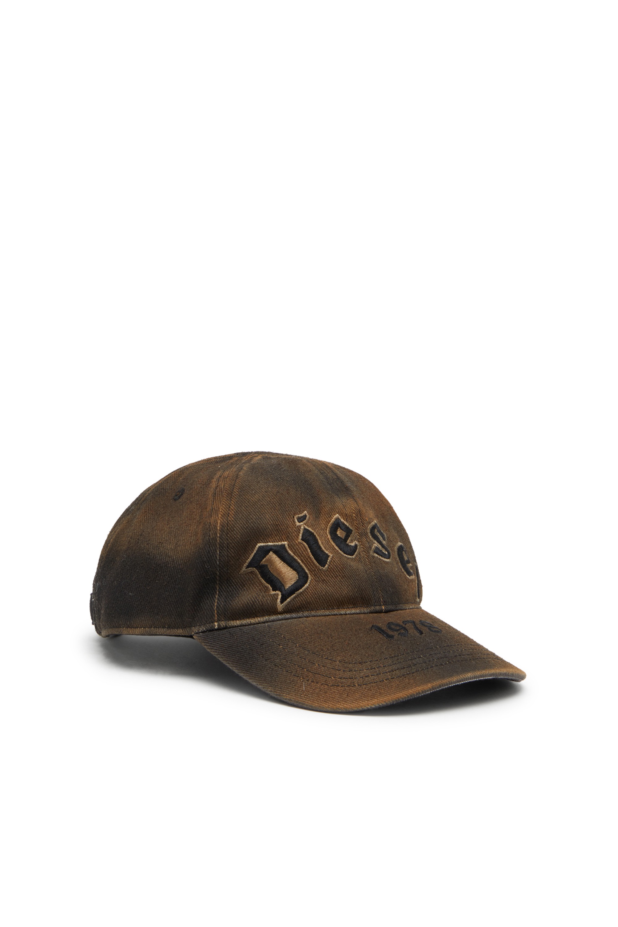 Brown Cotton twill baseball cap with lived-in effect