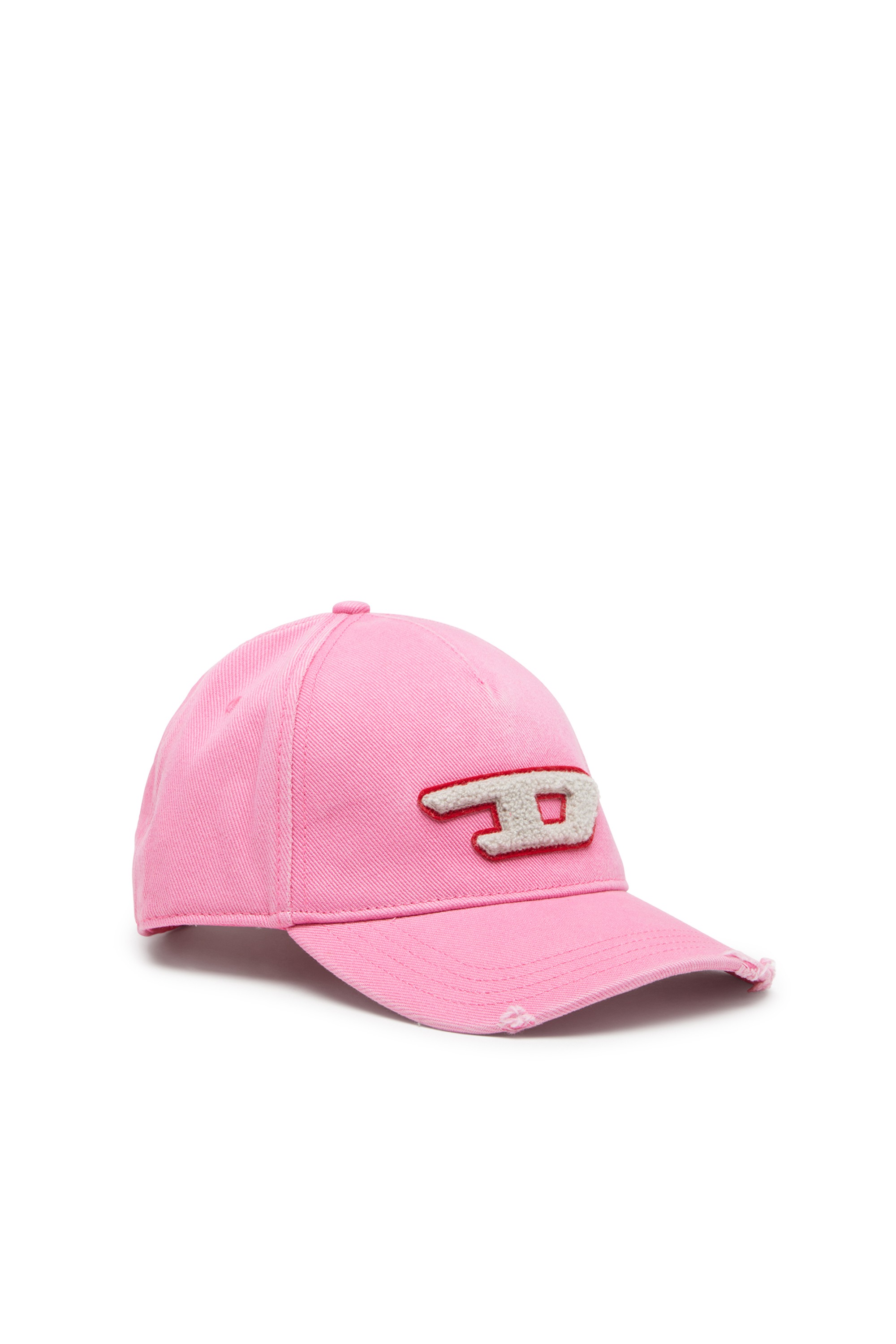 Pink Cotton twill cap with frayed brim