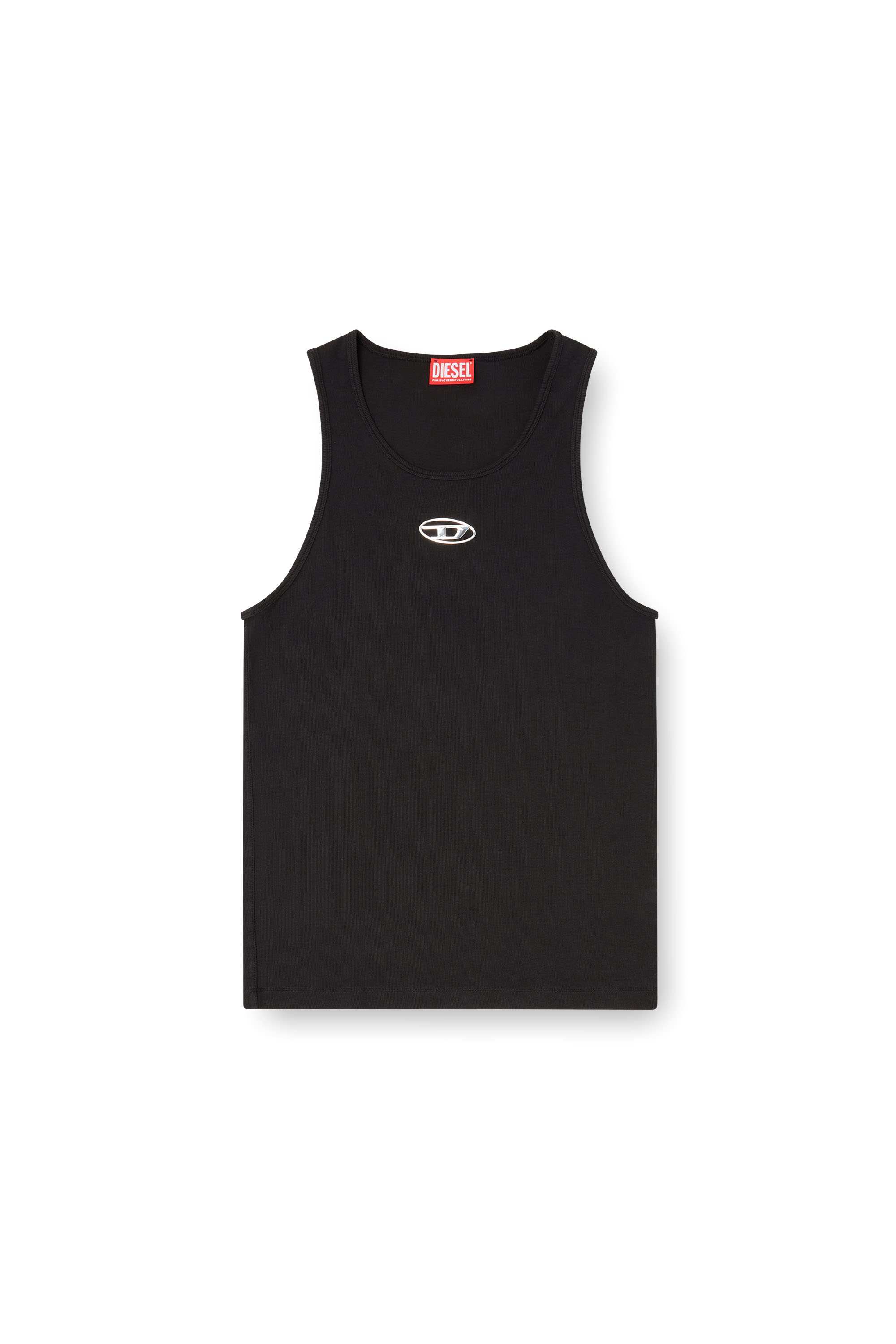 Black Slim Fit Cotton tank top with logo