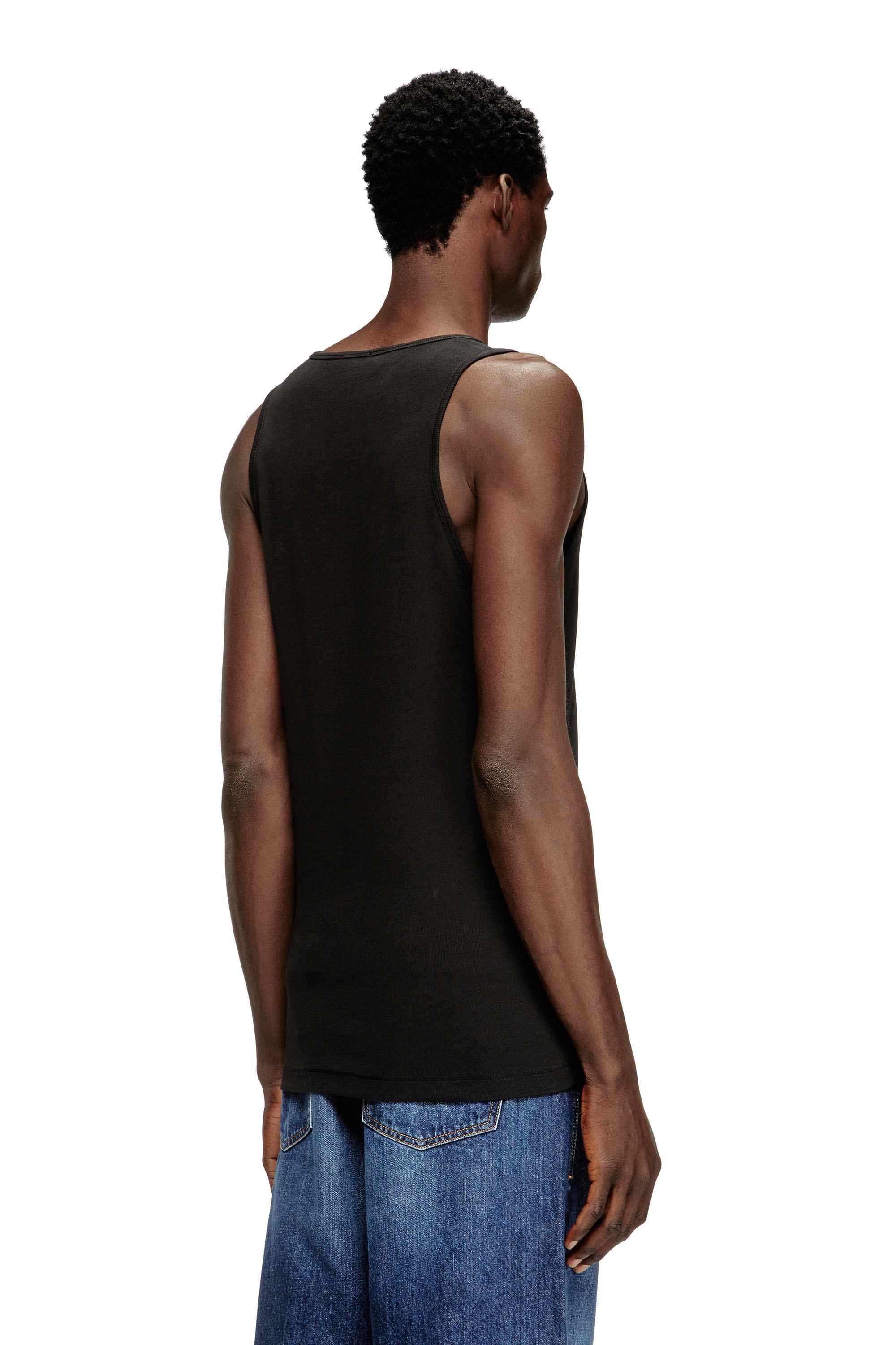 Black Slim Fit Cotton tank top with logo