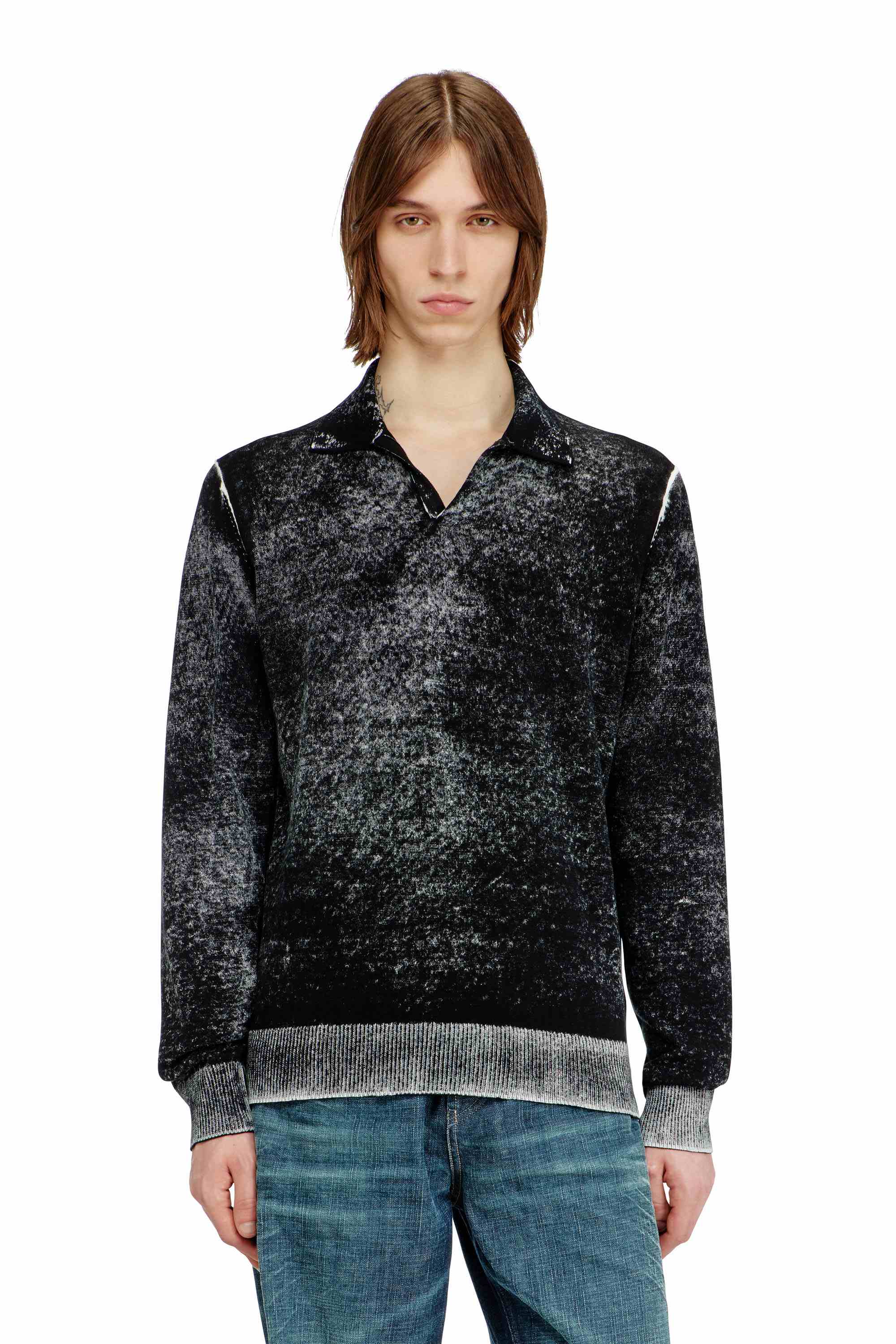 Black Polo jumper with faded reverse print