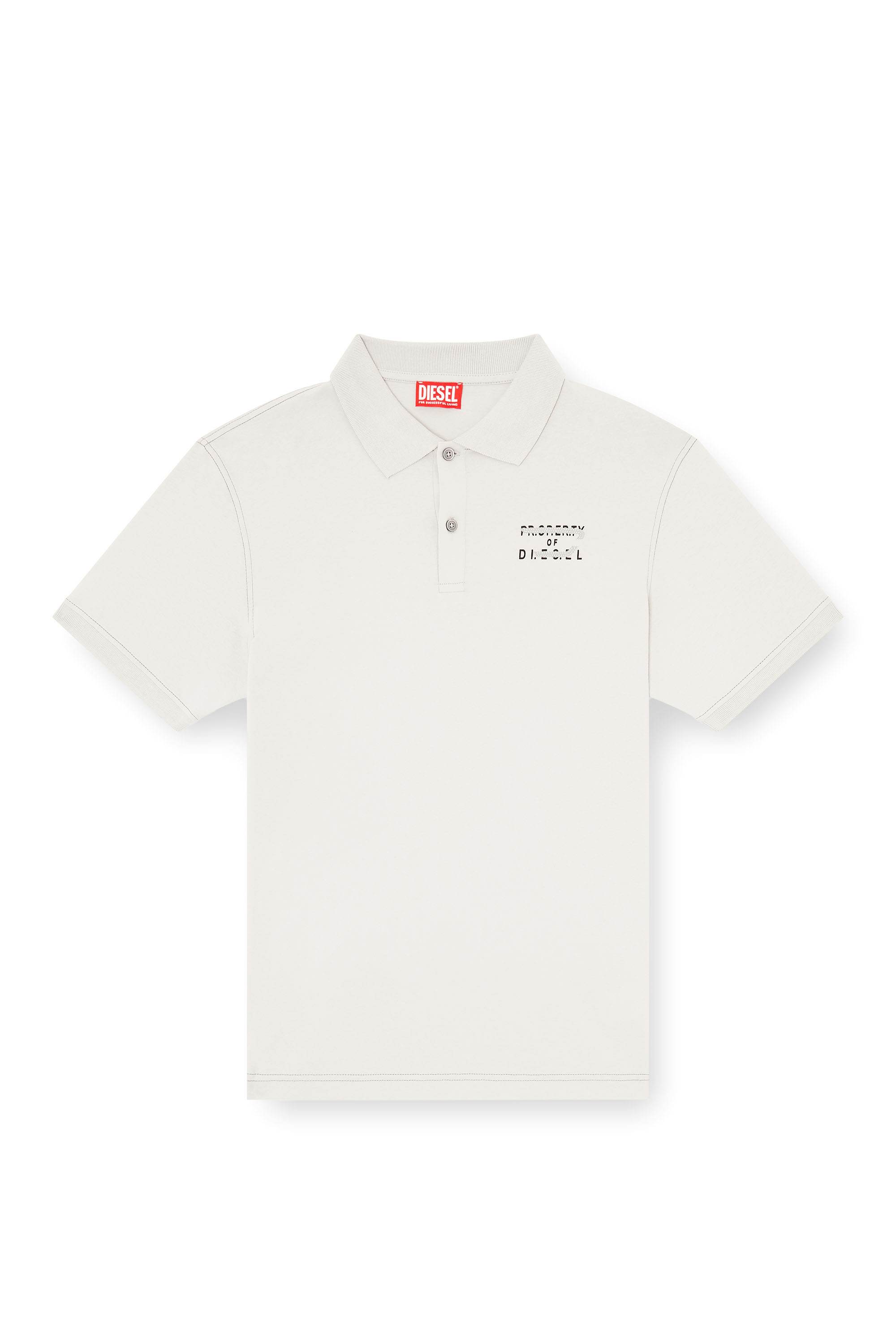 Light Grey Regular Fit Short-sleeve polo with logo detail