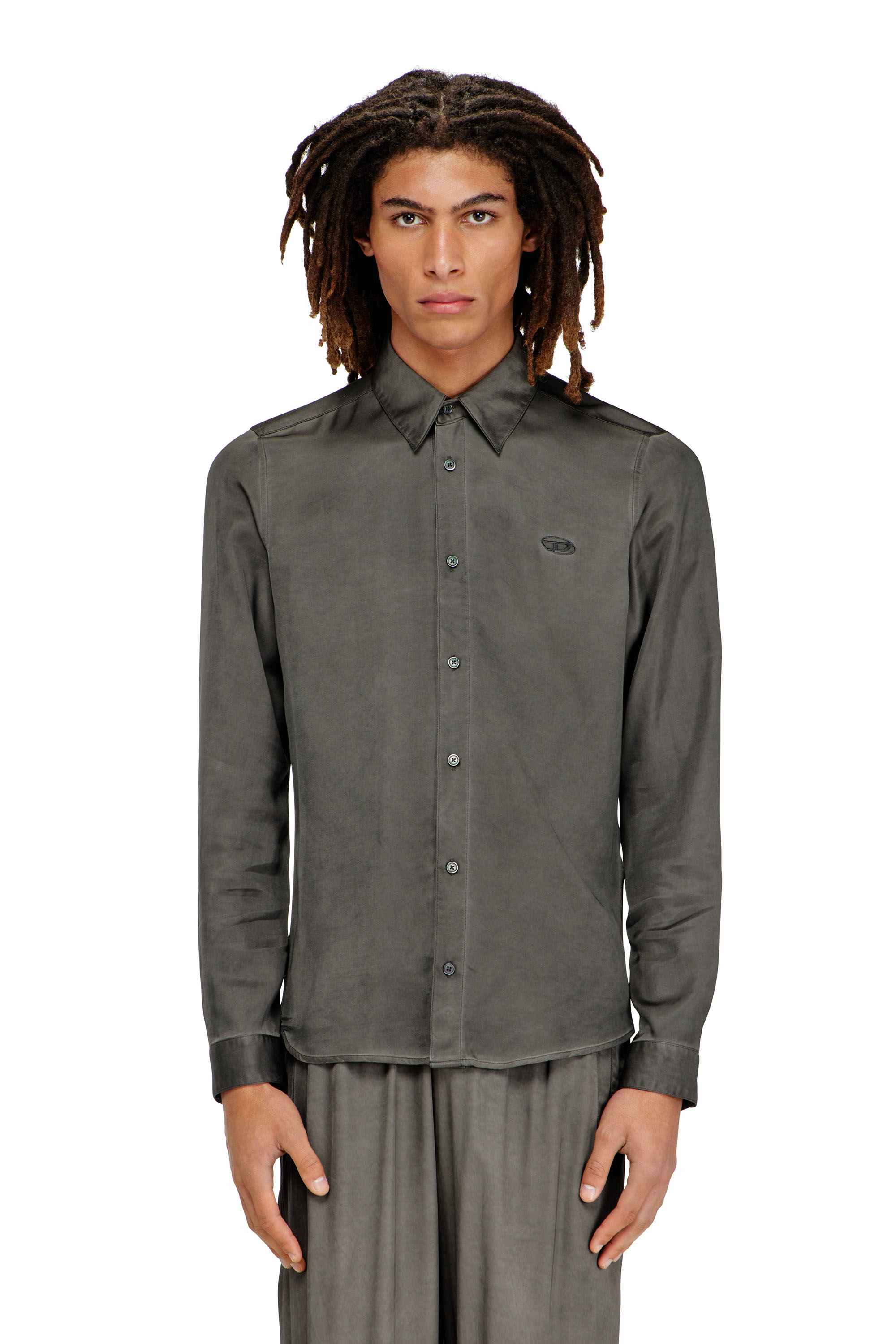 Grey Shirt in treated fluid viscose