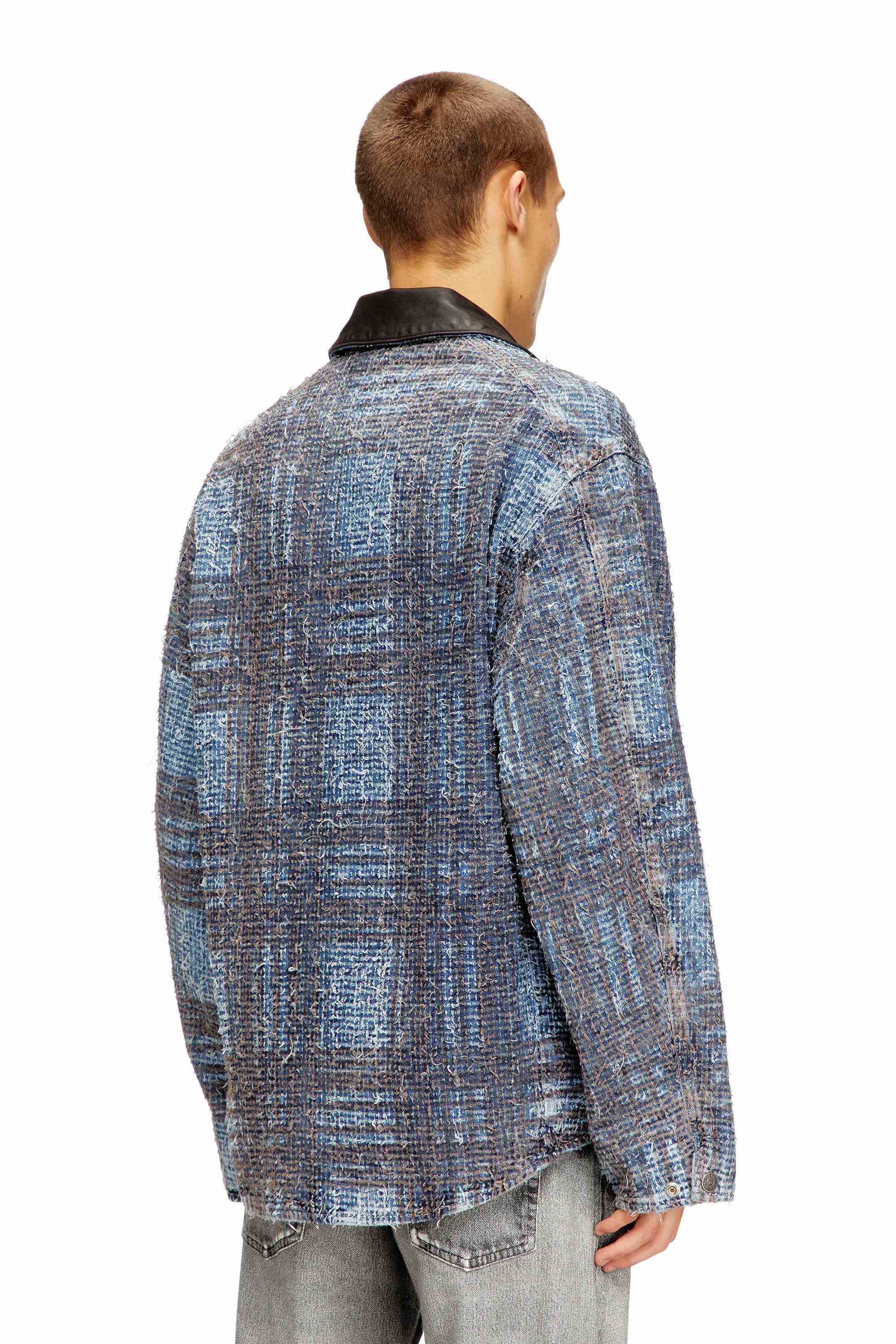 Blue Jacket in graphic bouclé denim