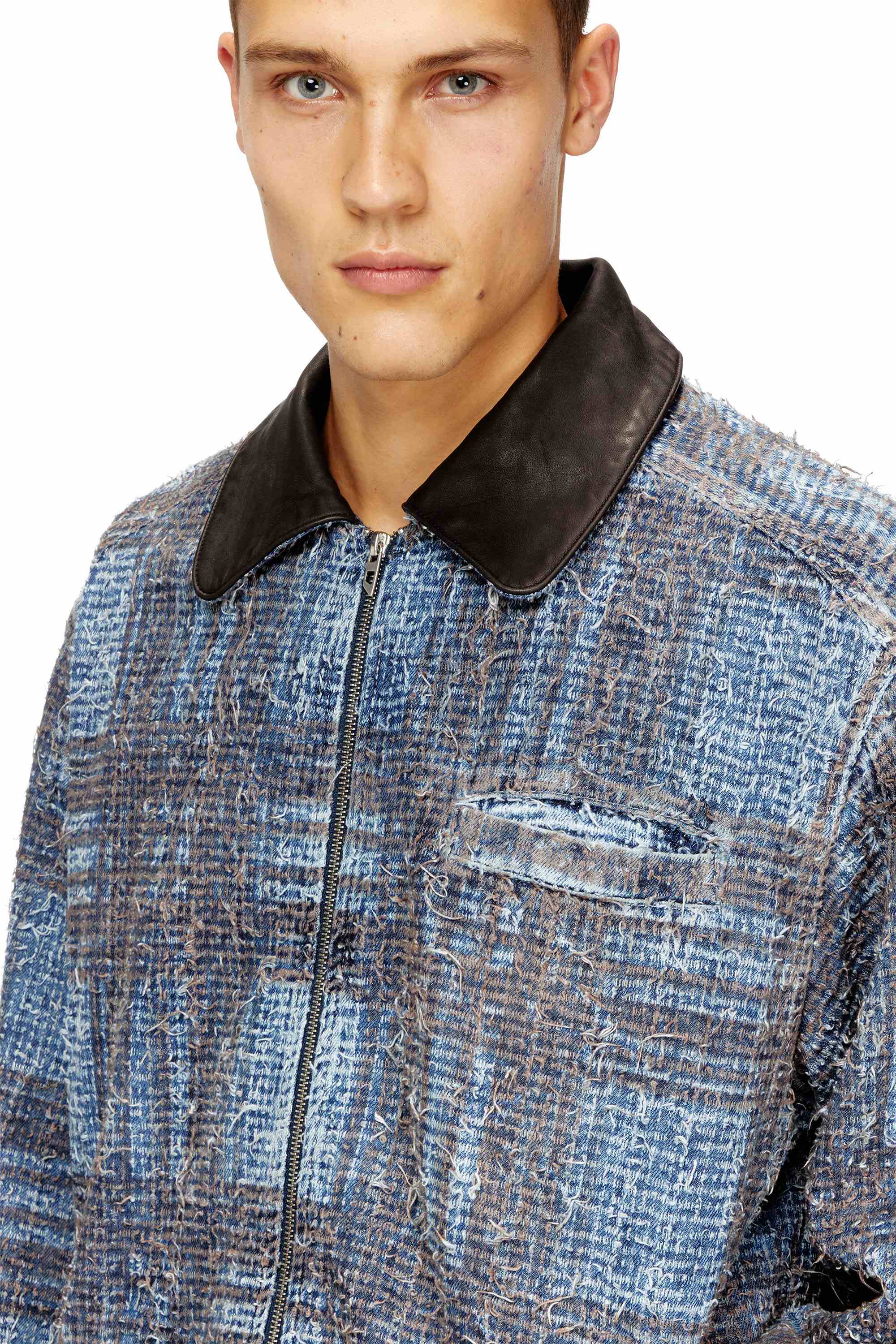 Blue Jacket in graphic bouclé denim