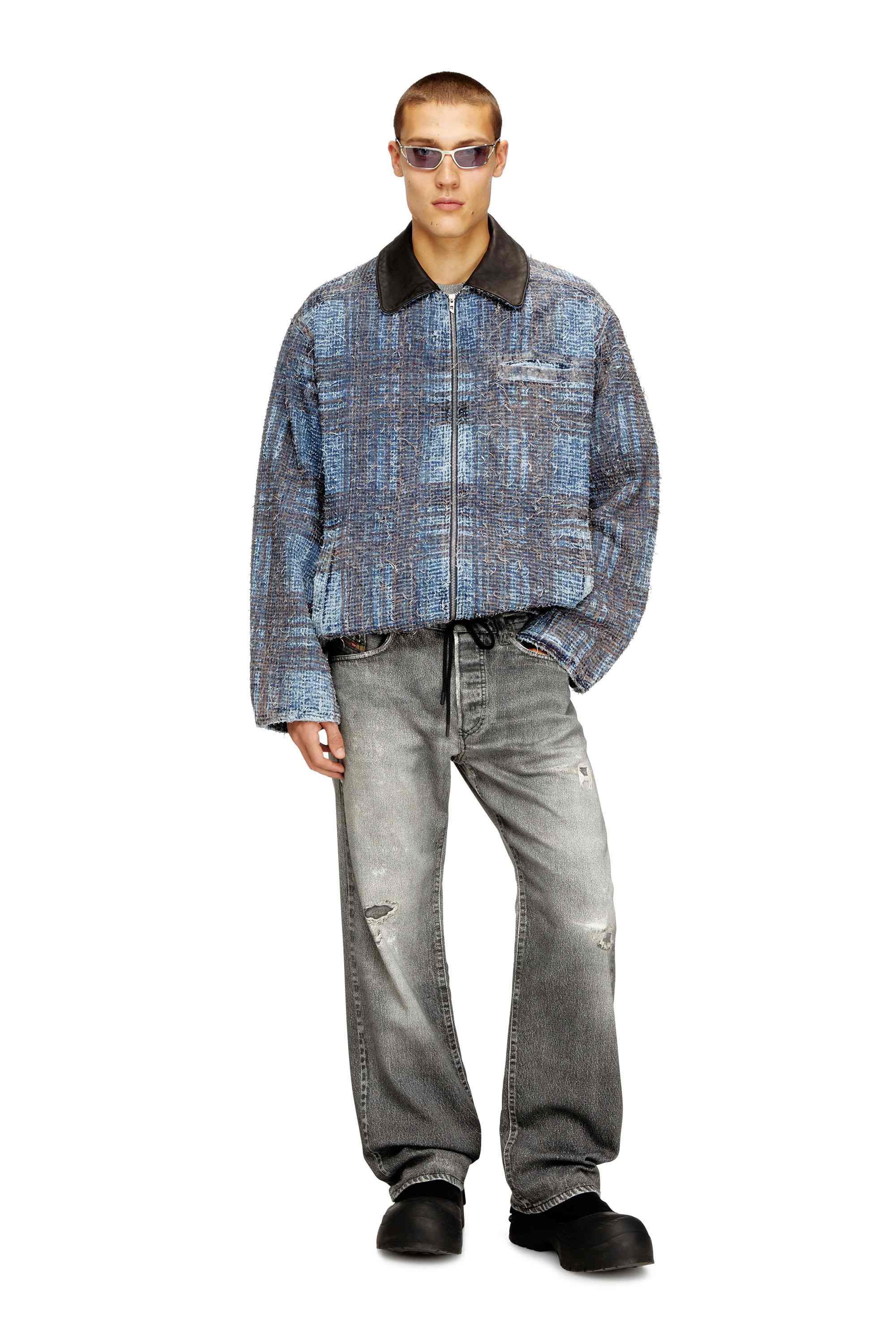Blue Jacket in graphic bouclé denim