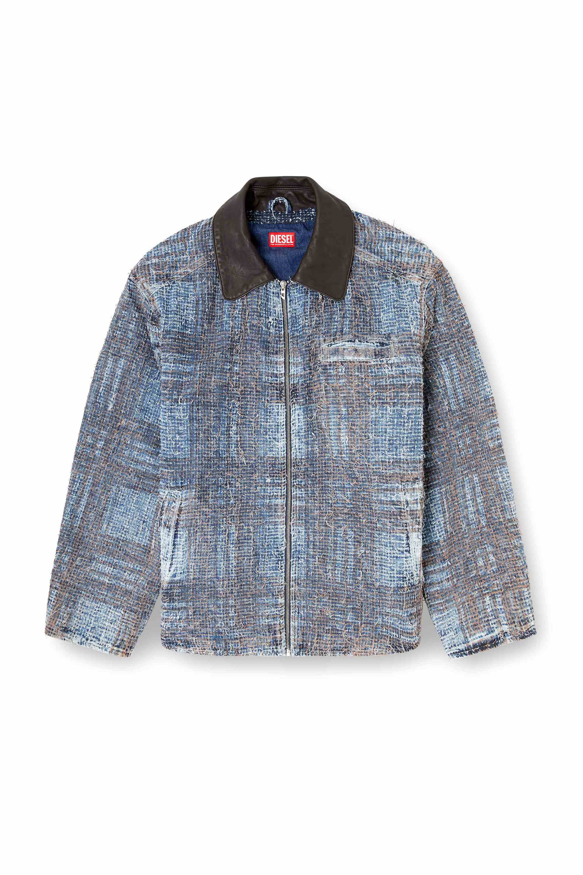Blue Jacket in graphic bouclé denim