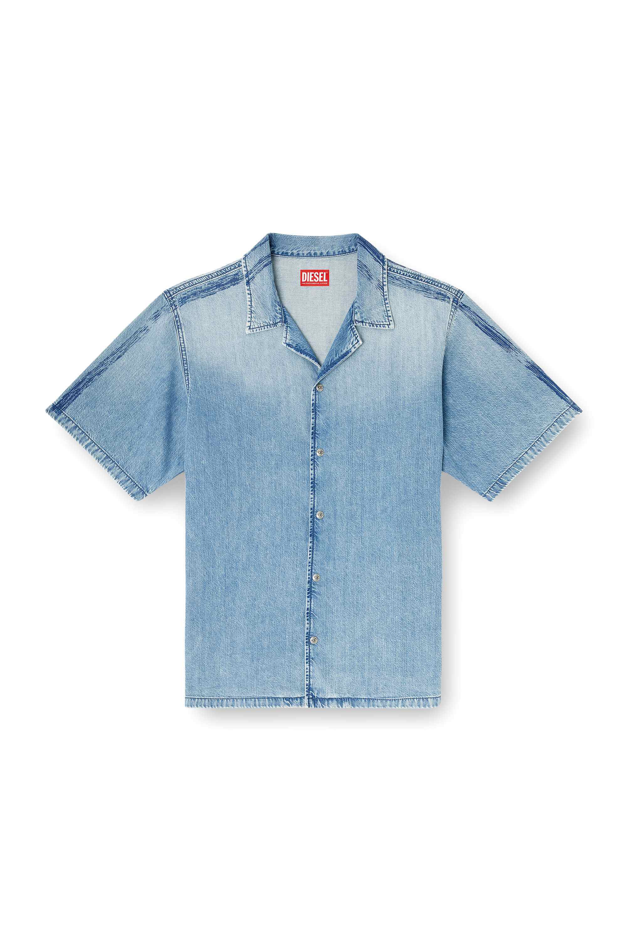 Light Blue Shirt in fluid denim with logo print