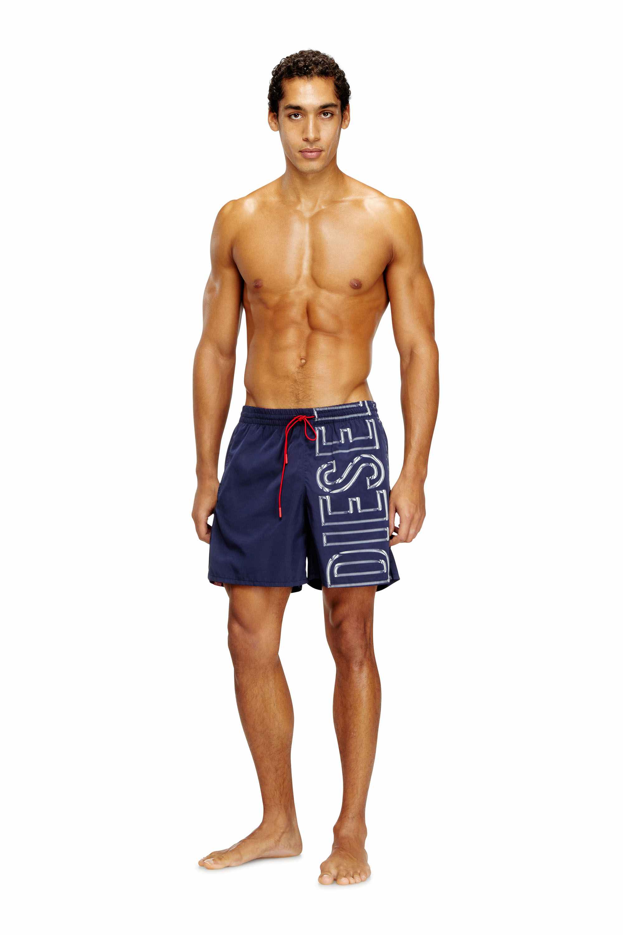 Blue Swim shorts with oversized logo print