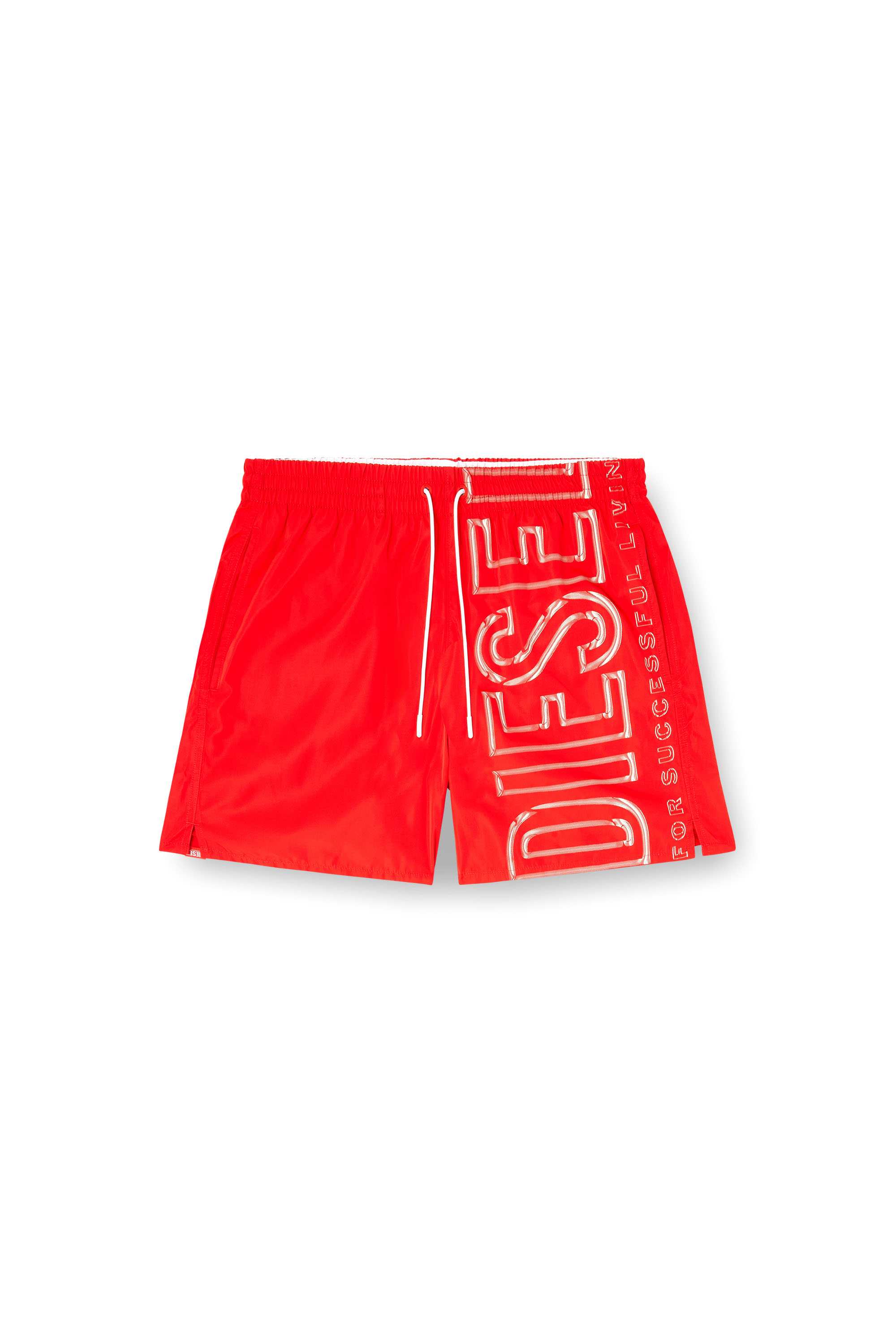 Red Swim shorts with oversized logo print