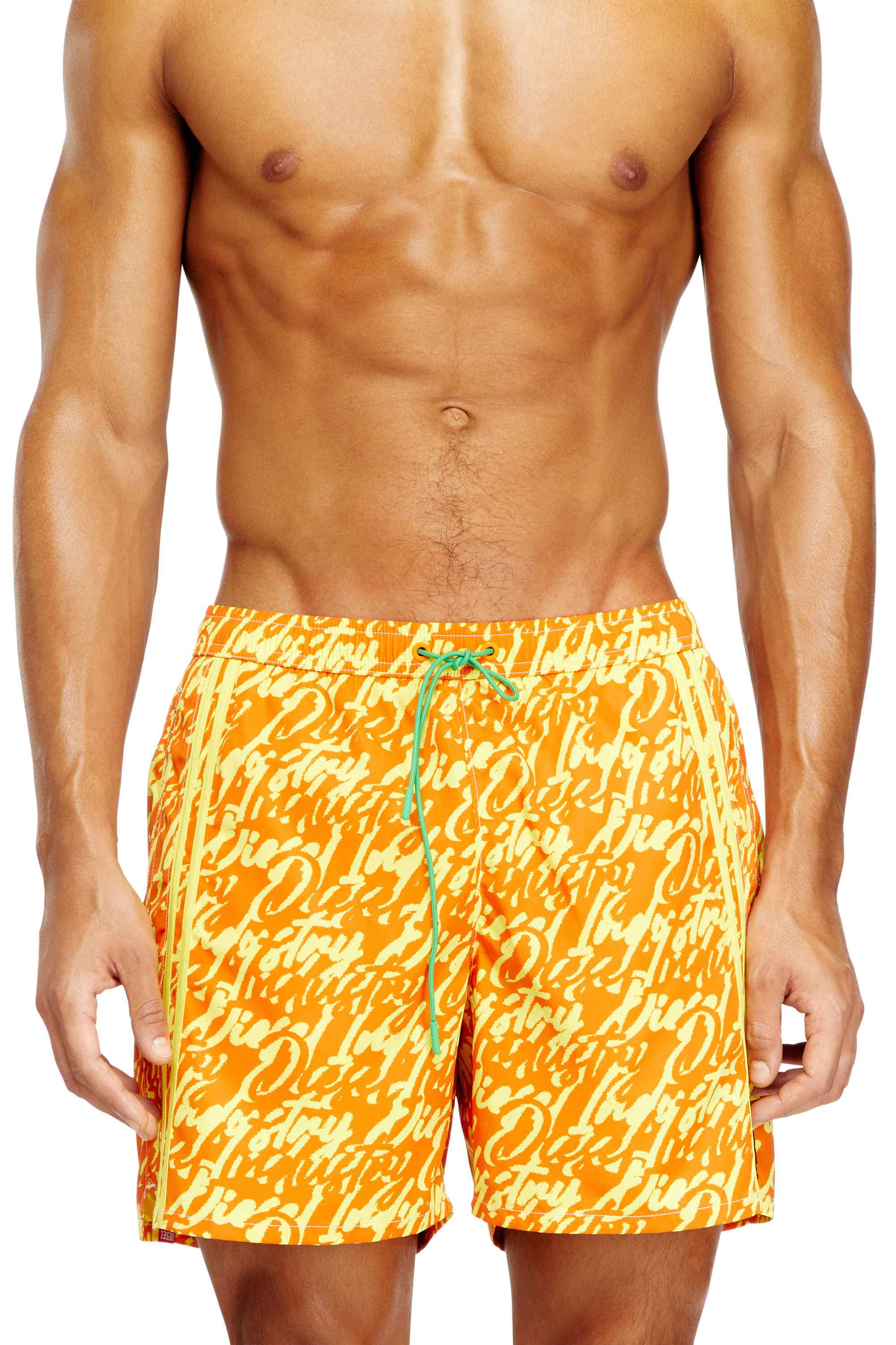 Yellow Swim shorts with all-over logo print