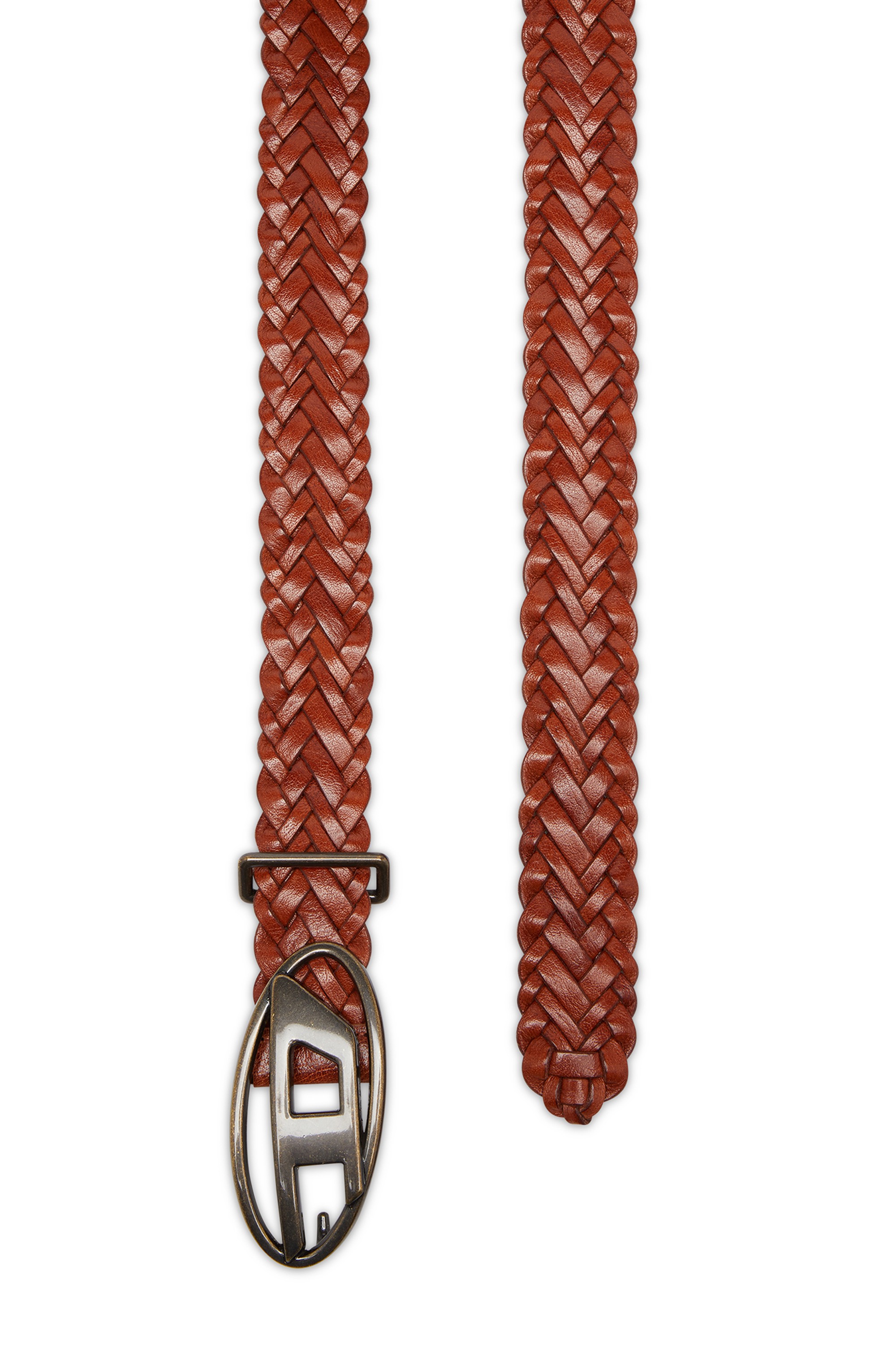 Brown 4 cm braided leather belt