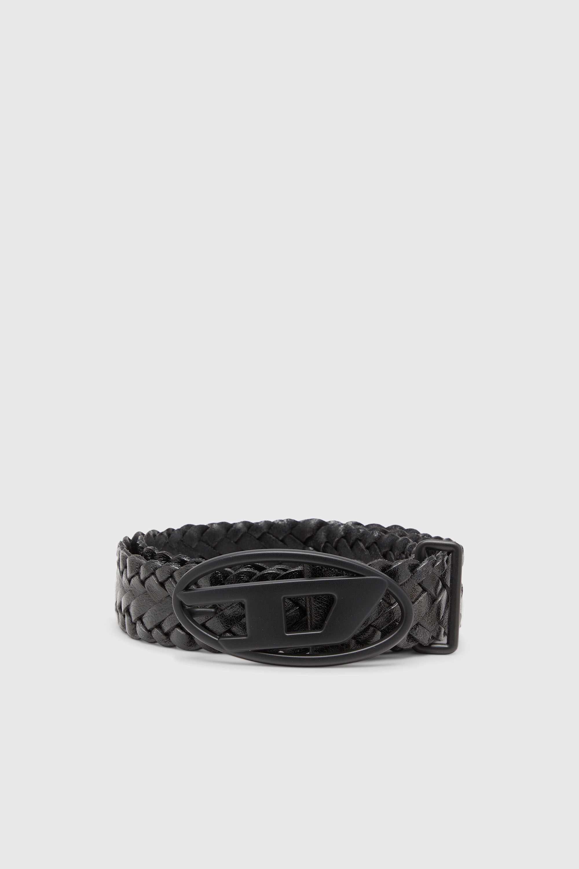Black 4 cm braided leather belt