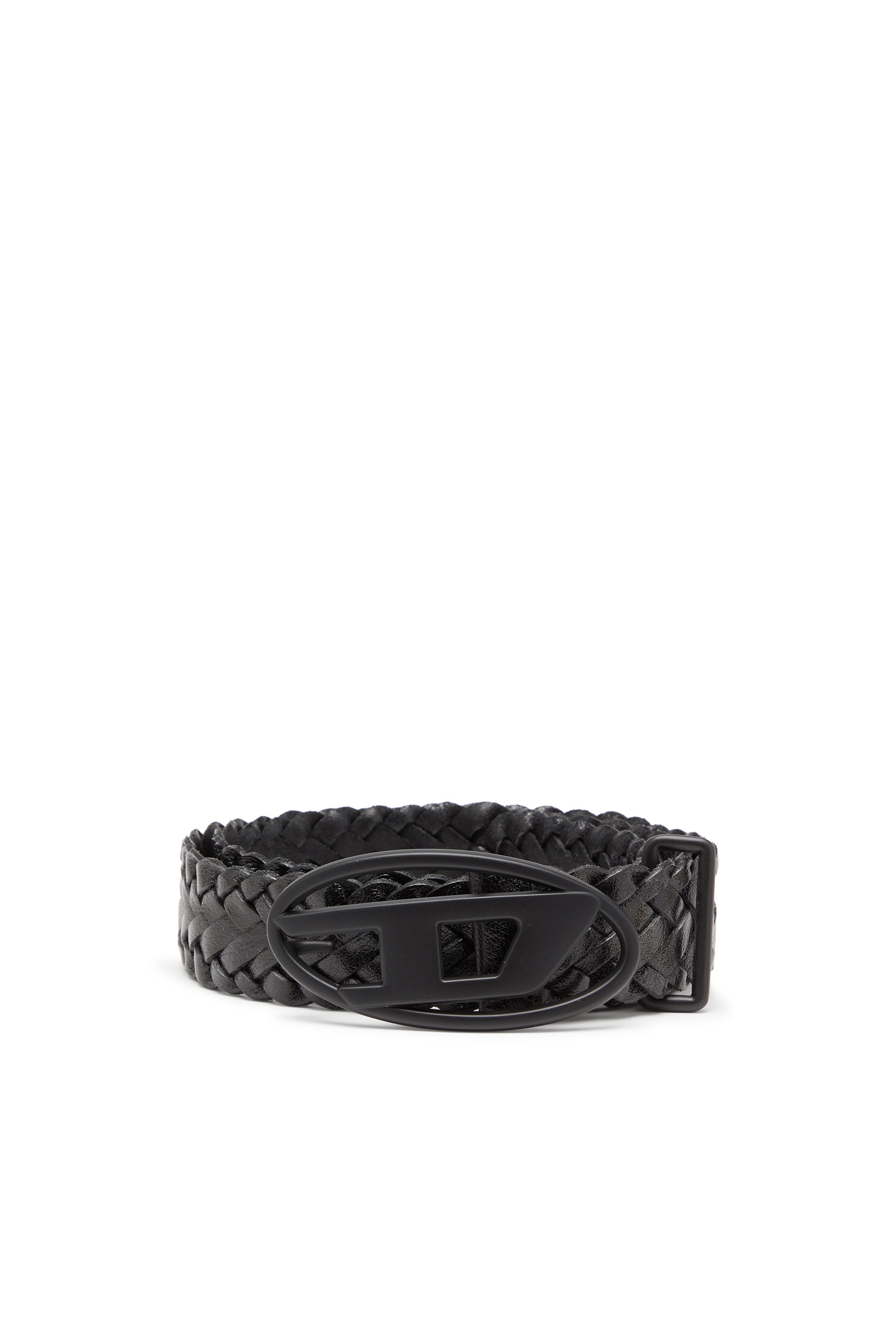 Black 4 cm braided leather belt