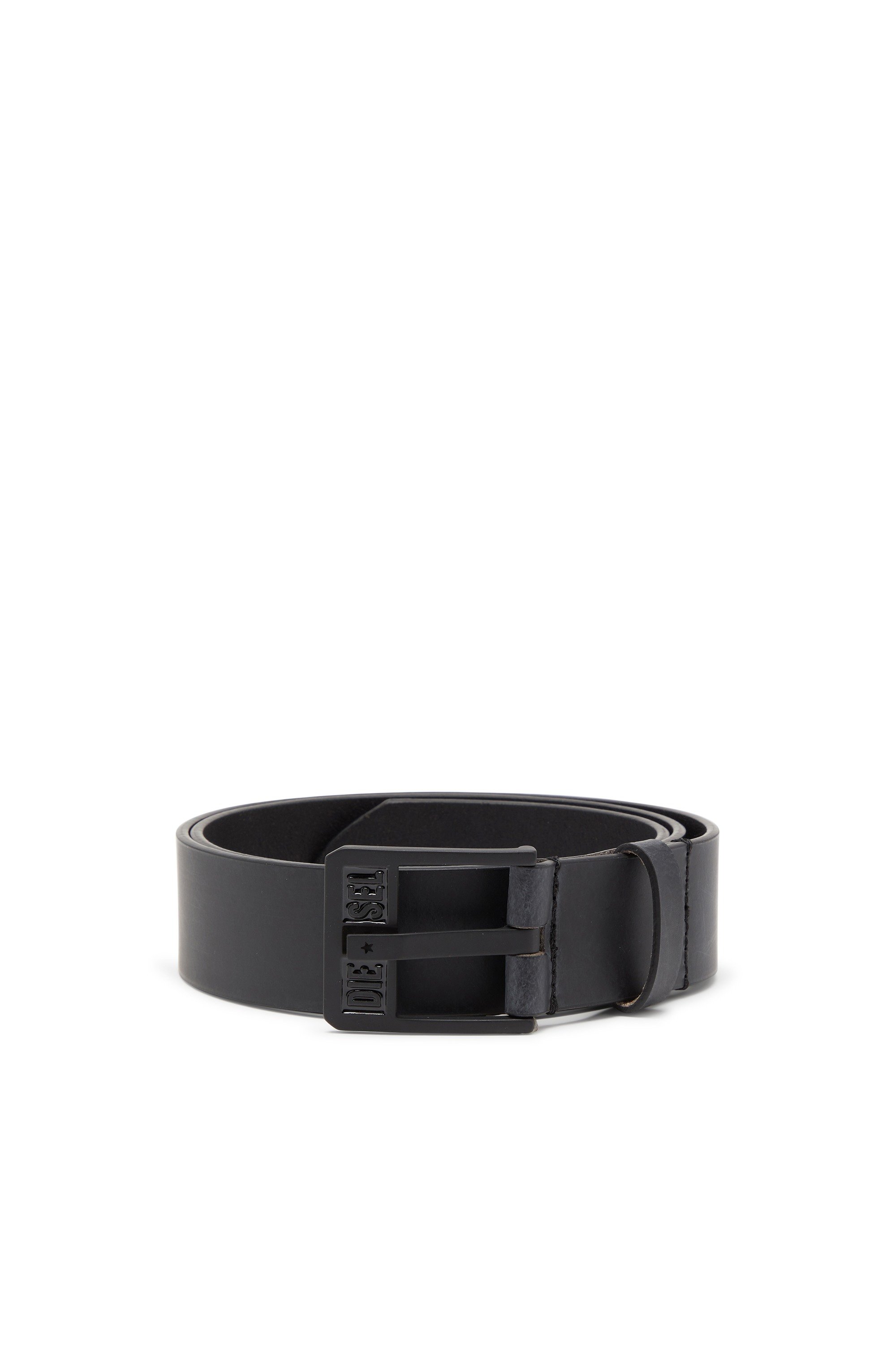 Black 4 cm leather belt with clean-cut edges