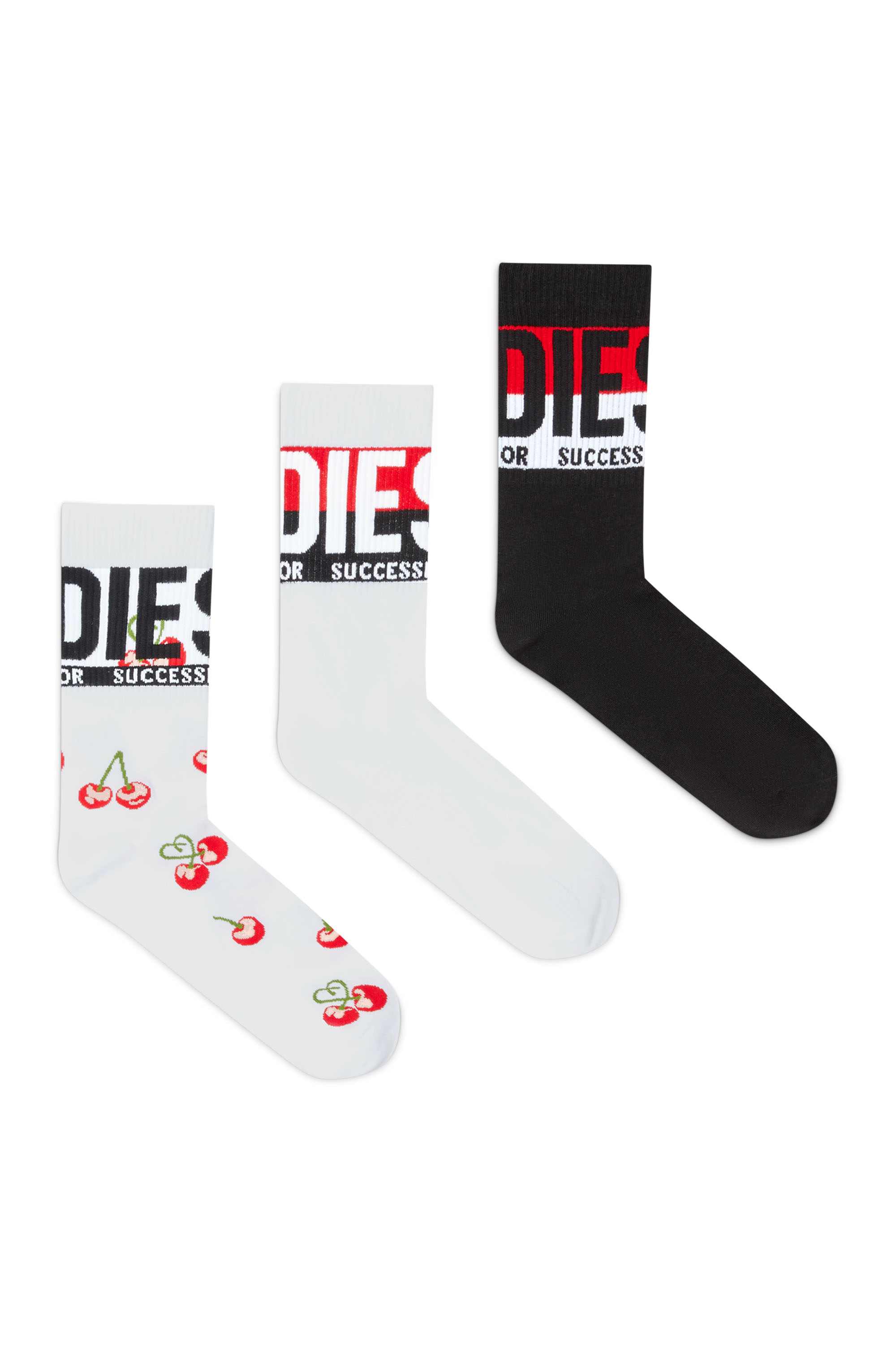 White Three-pack of cotton socks with jacquard motifs