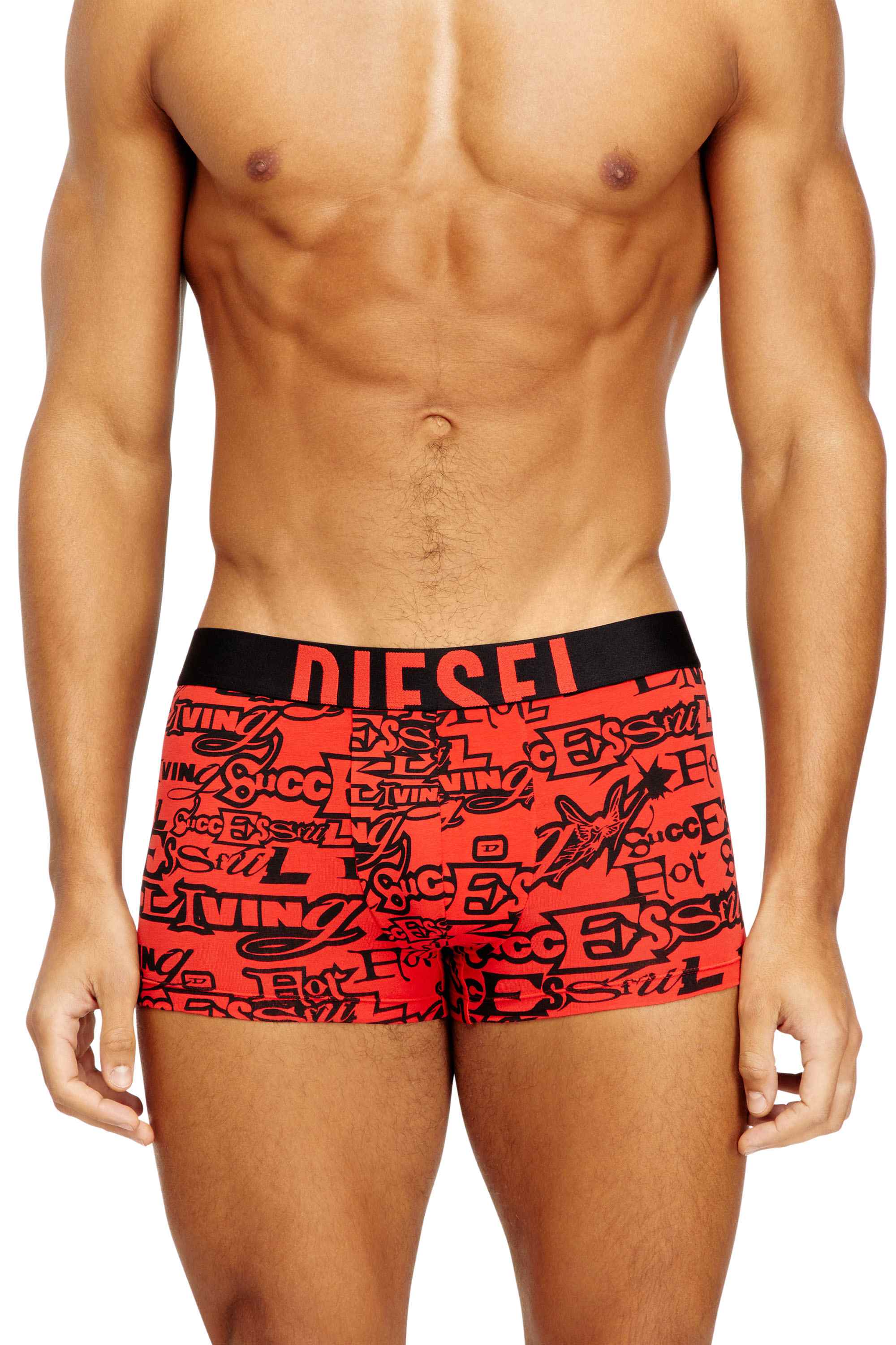 Red Three-pack cotton trunks with bold logos
