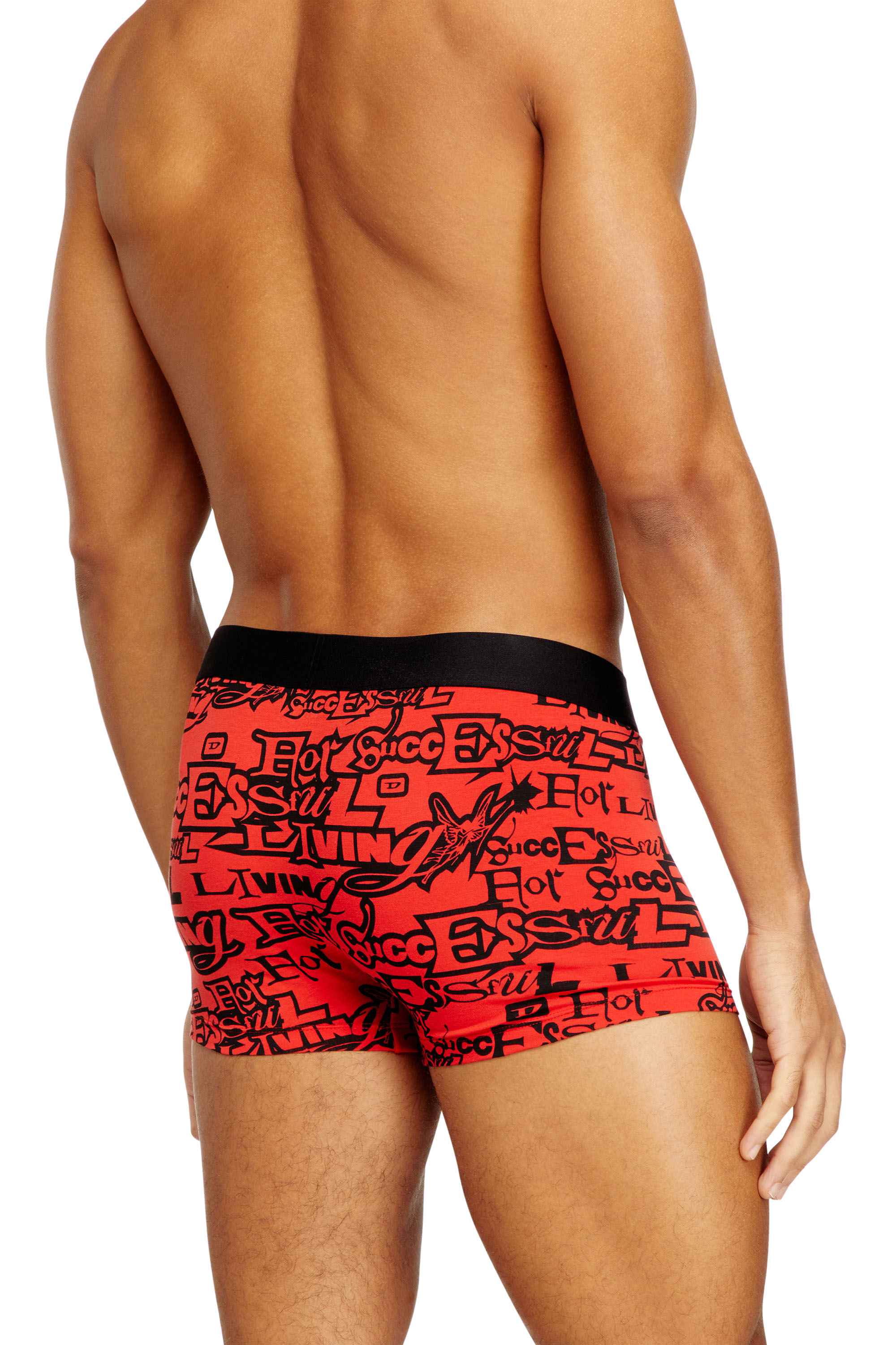 Red Three-pack cotton trunks with bold logos