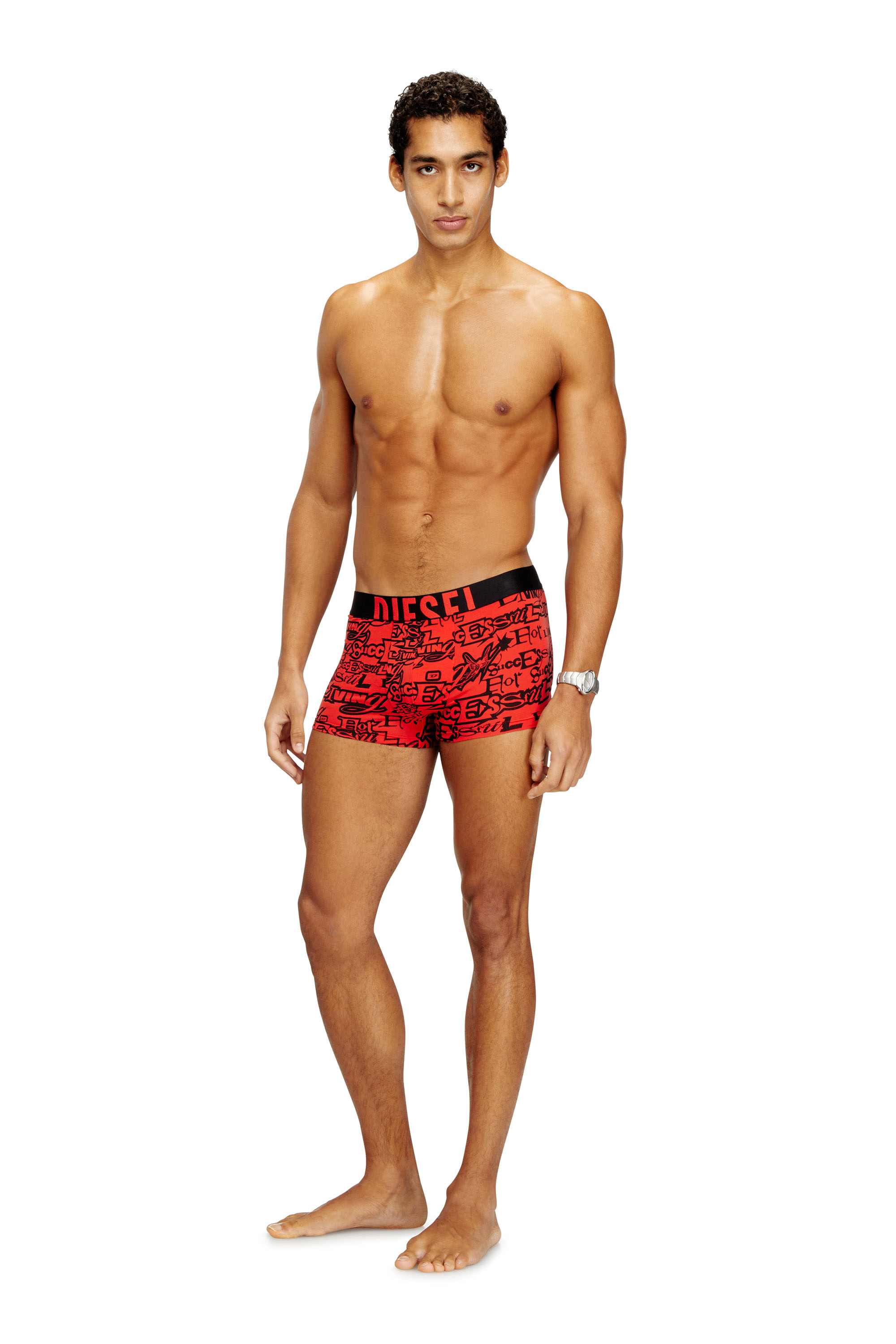 Red Three-pack cotton trunks with bold logos
