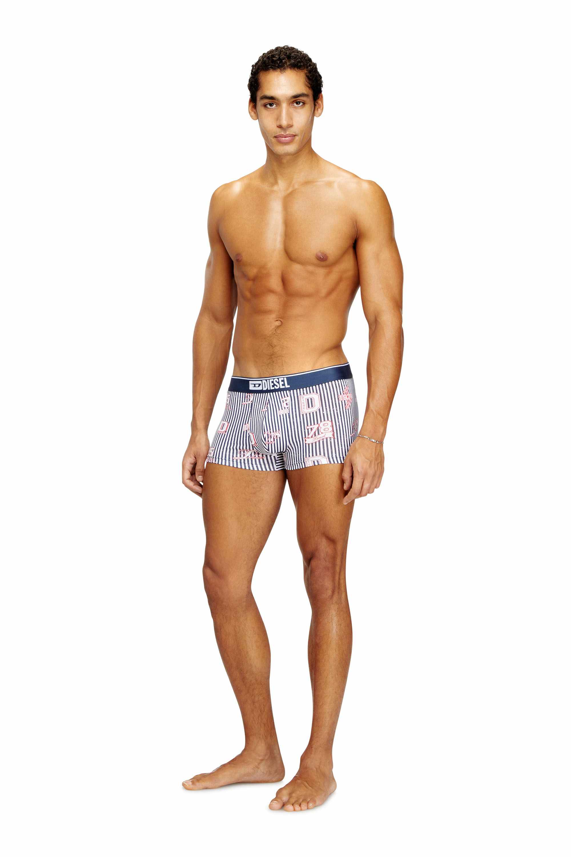 Blue 3-pack of stretch cotton boxers with all-over print