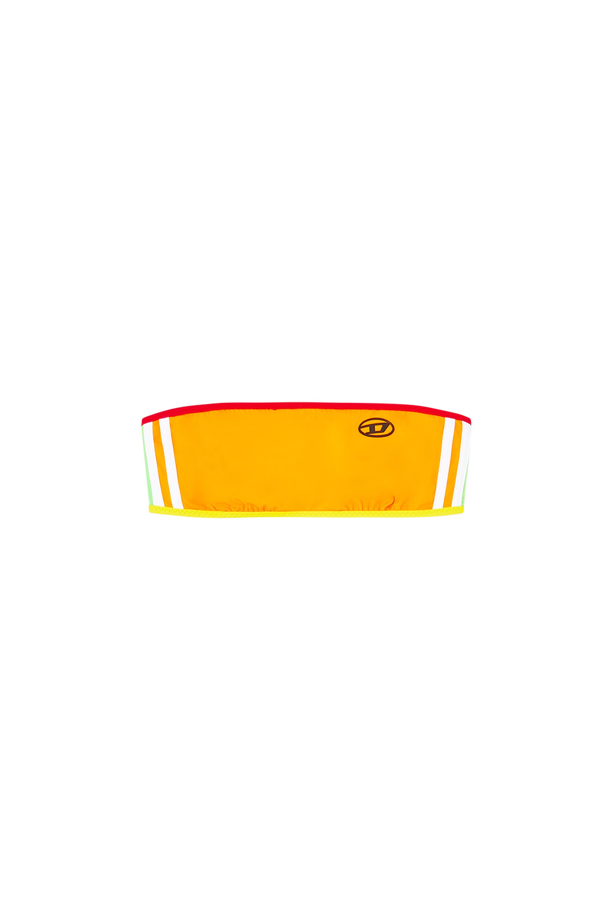 Orange Regular Fit Color-Block Bandeau Bikini Top