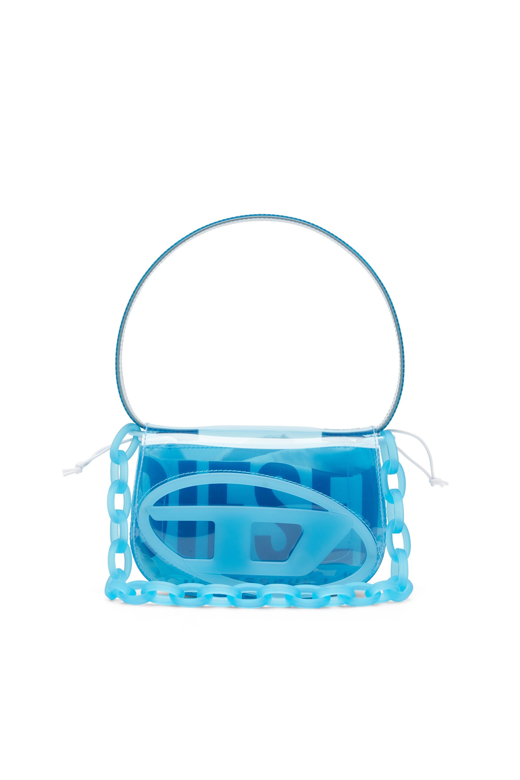 Blue 1DR-Iconic shoulder bag in transparent TPU