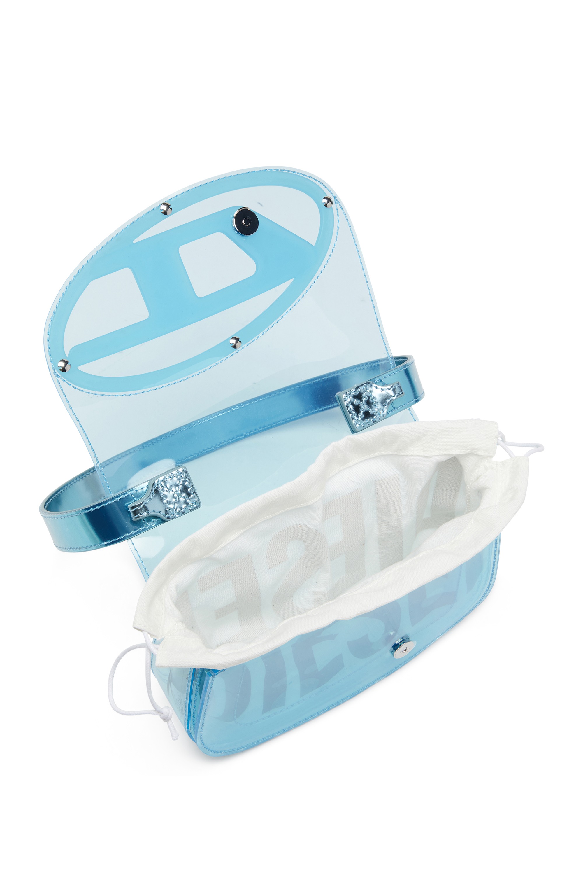 Blue 1DR-Iconic shoulder bag in transparent TPU