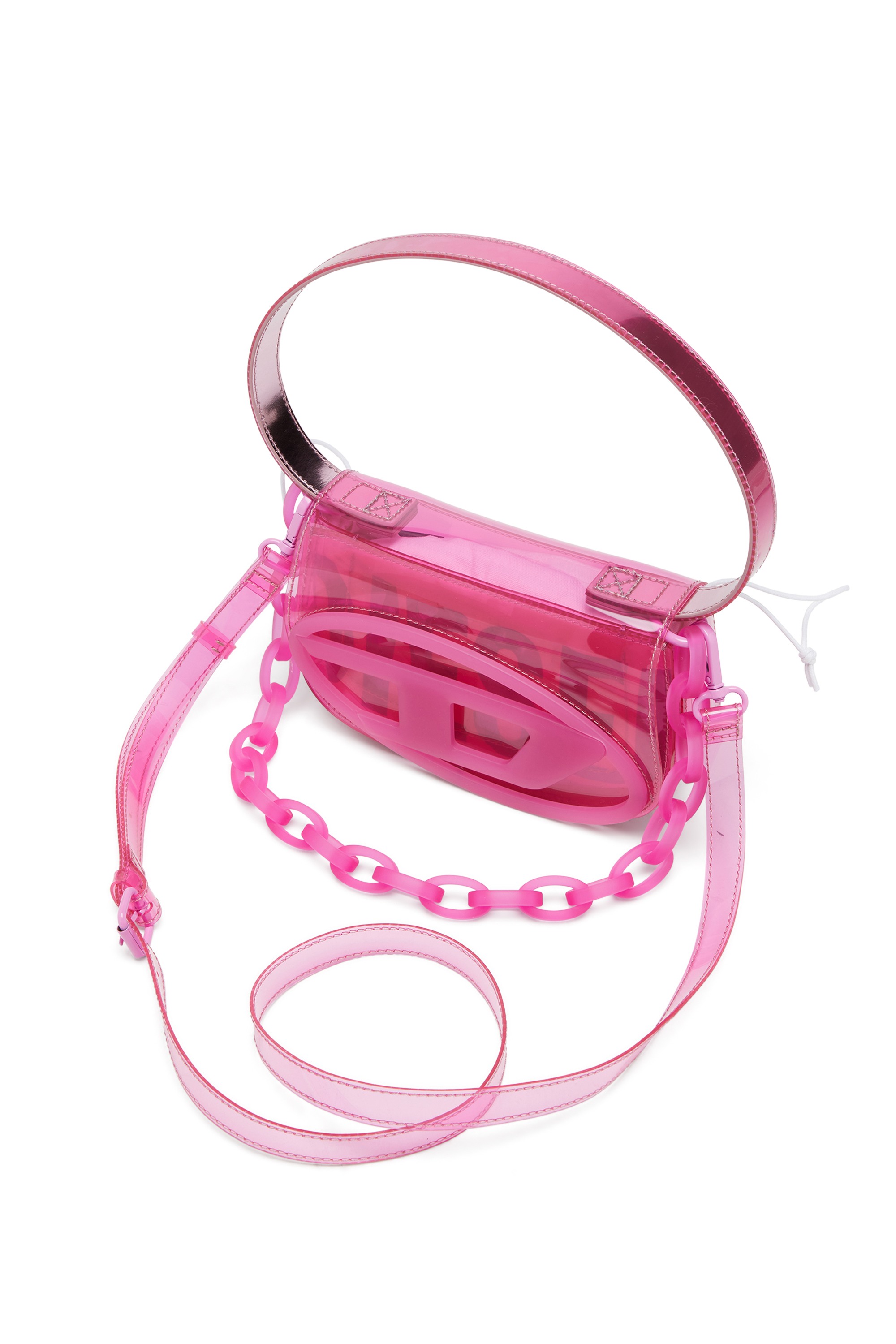 Pink 1DR-Iconic shoulder bag in transparent TPU