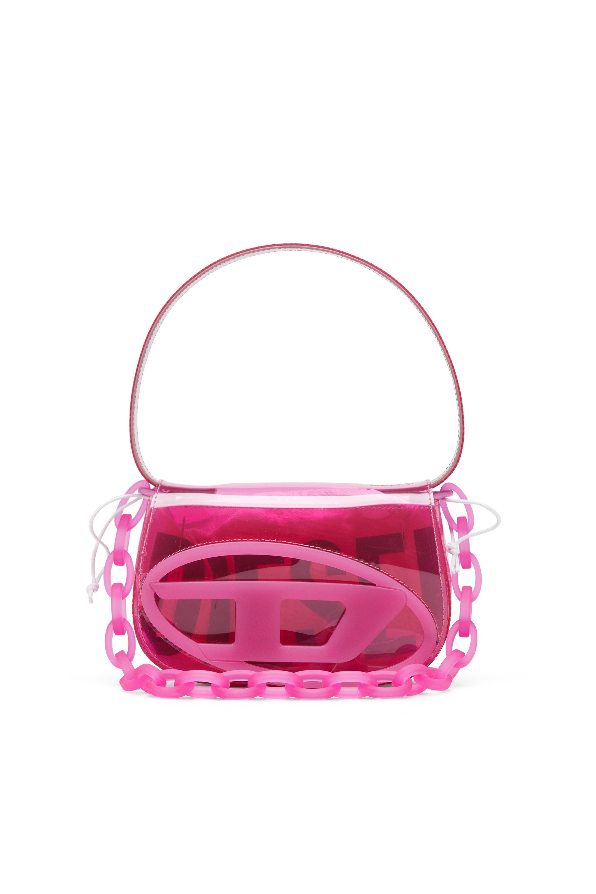 Pink 1DR-Iconic shoulder bag in transparent TPU