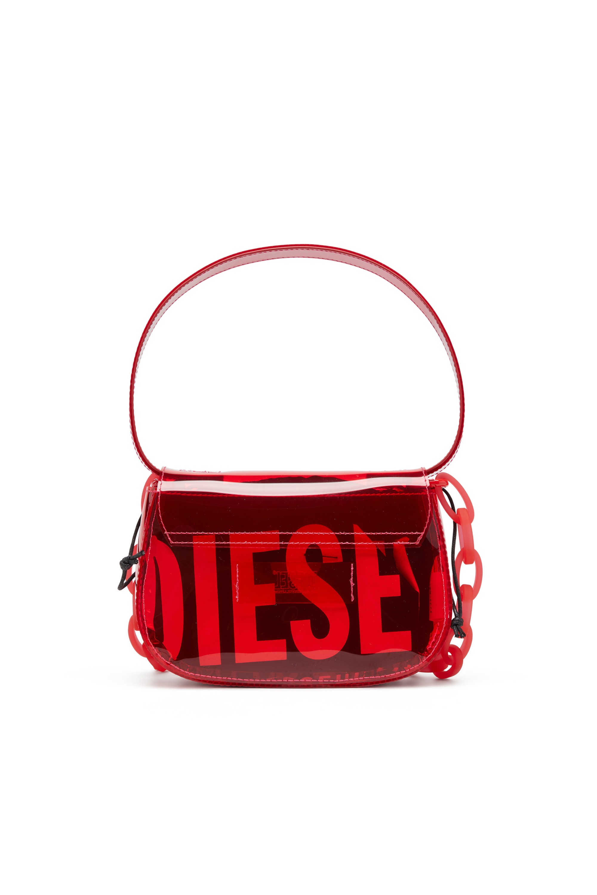 Red 1DR-Iconic shoulder bag in transparent TPU