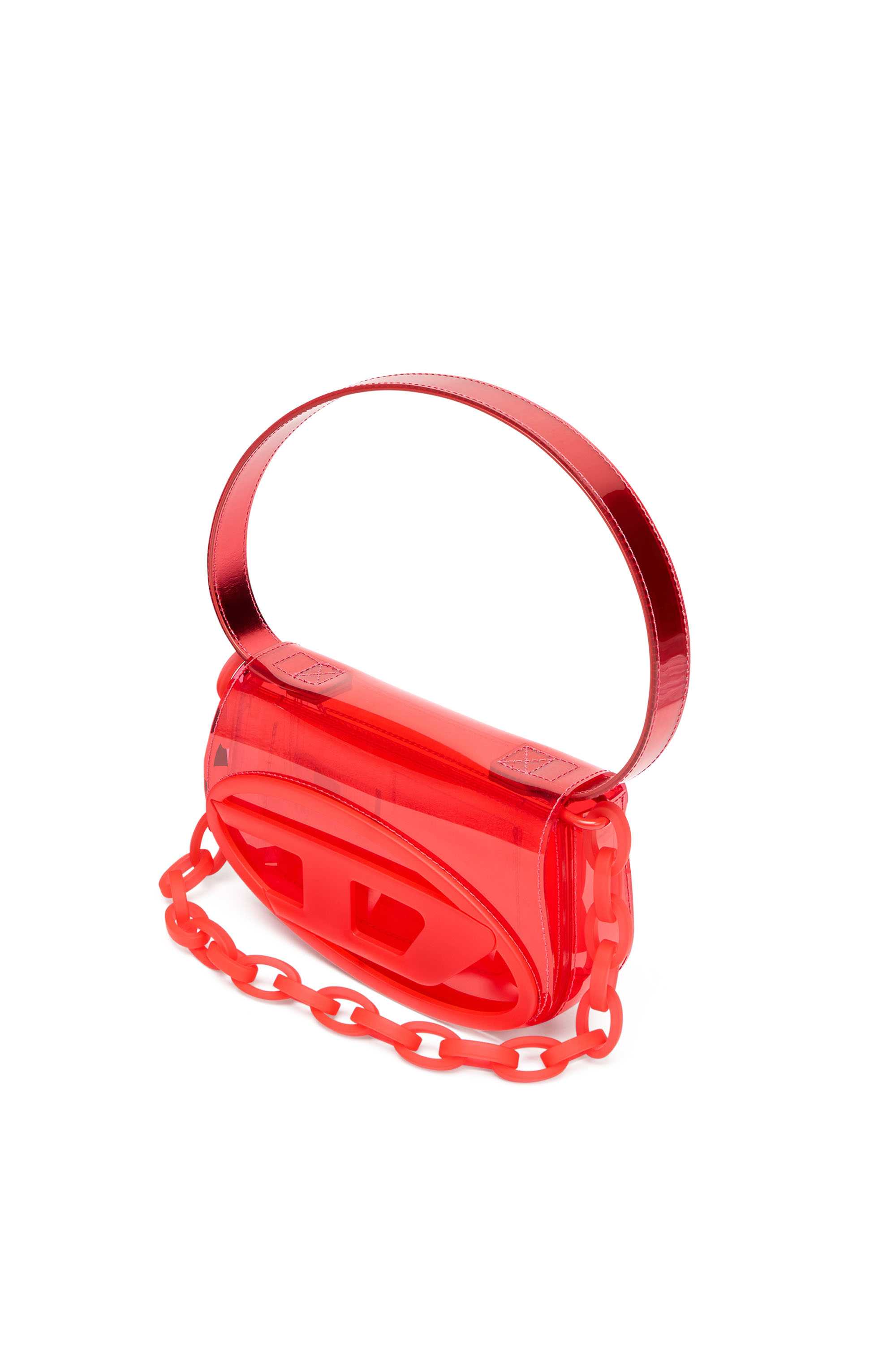 Red 1DR-Iconic shoulder bag in transparent TPU