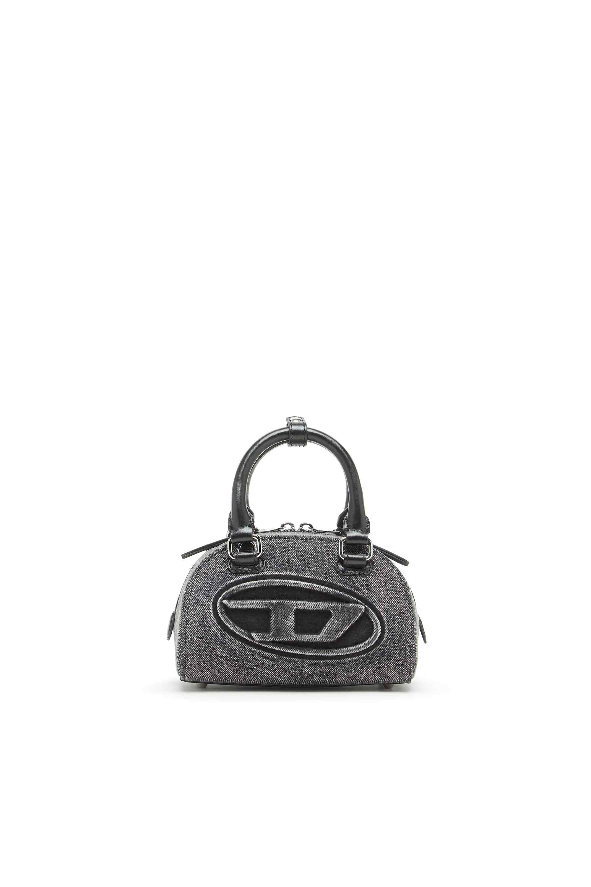 Grey 1DR Dome-Mini bowling bag in washed denim