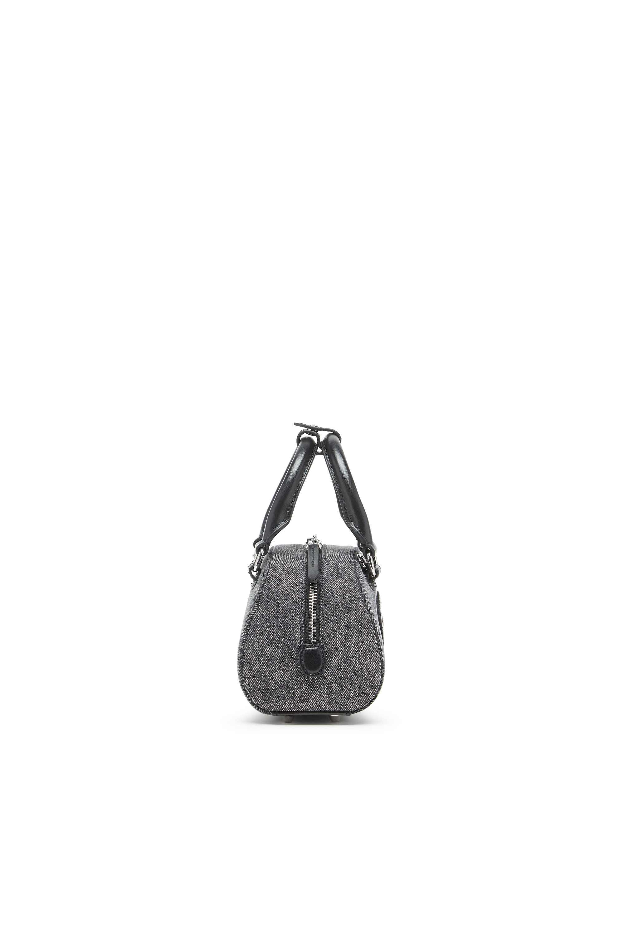Grey 1DR Dome-Mini bowling bag in washed denim