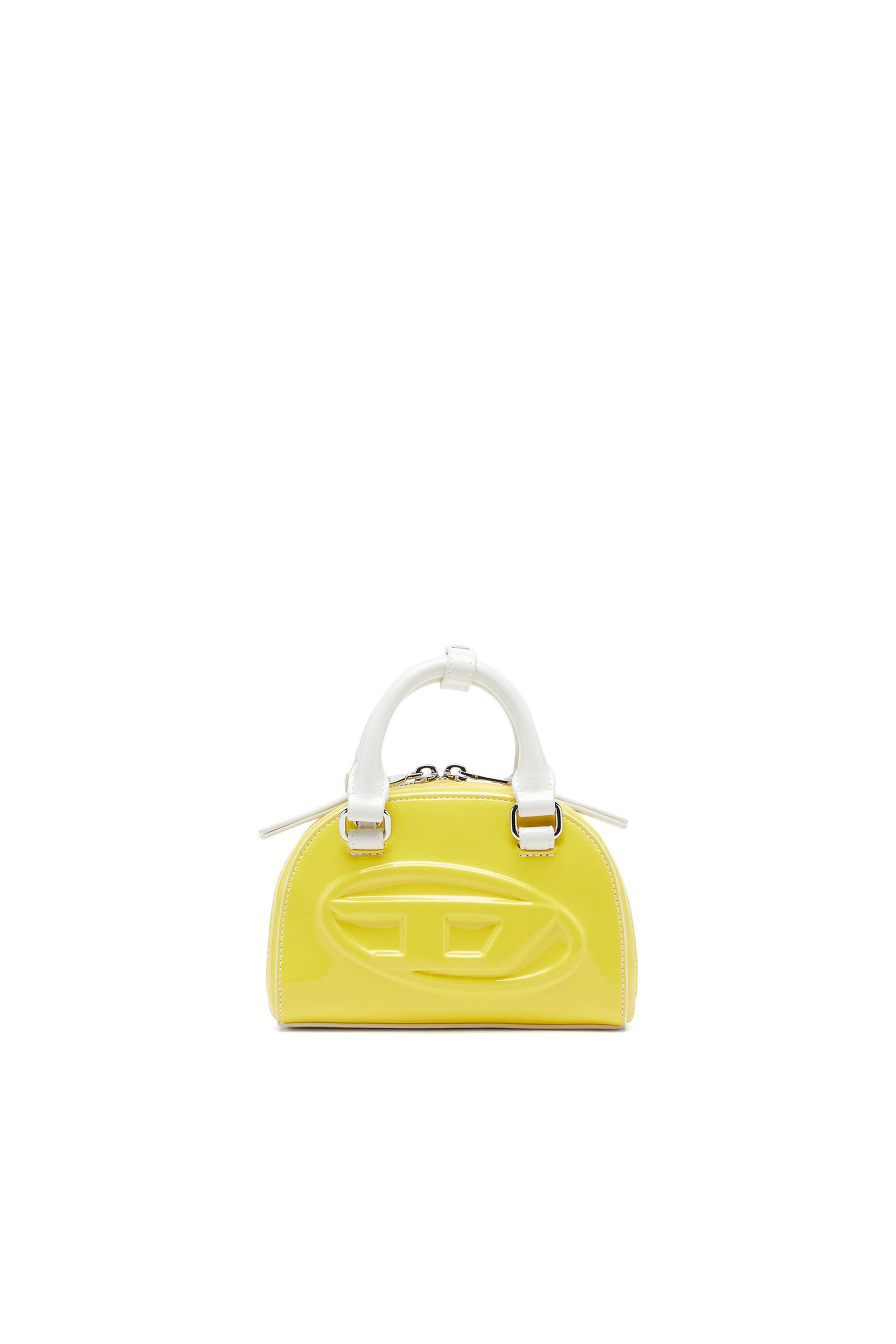 Yellow 1DR Dome-Mini crossbody bag with naplak effect