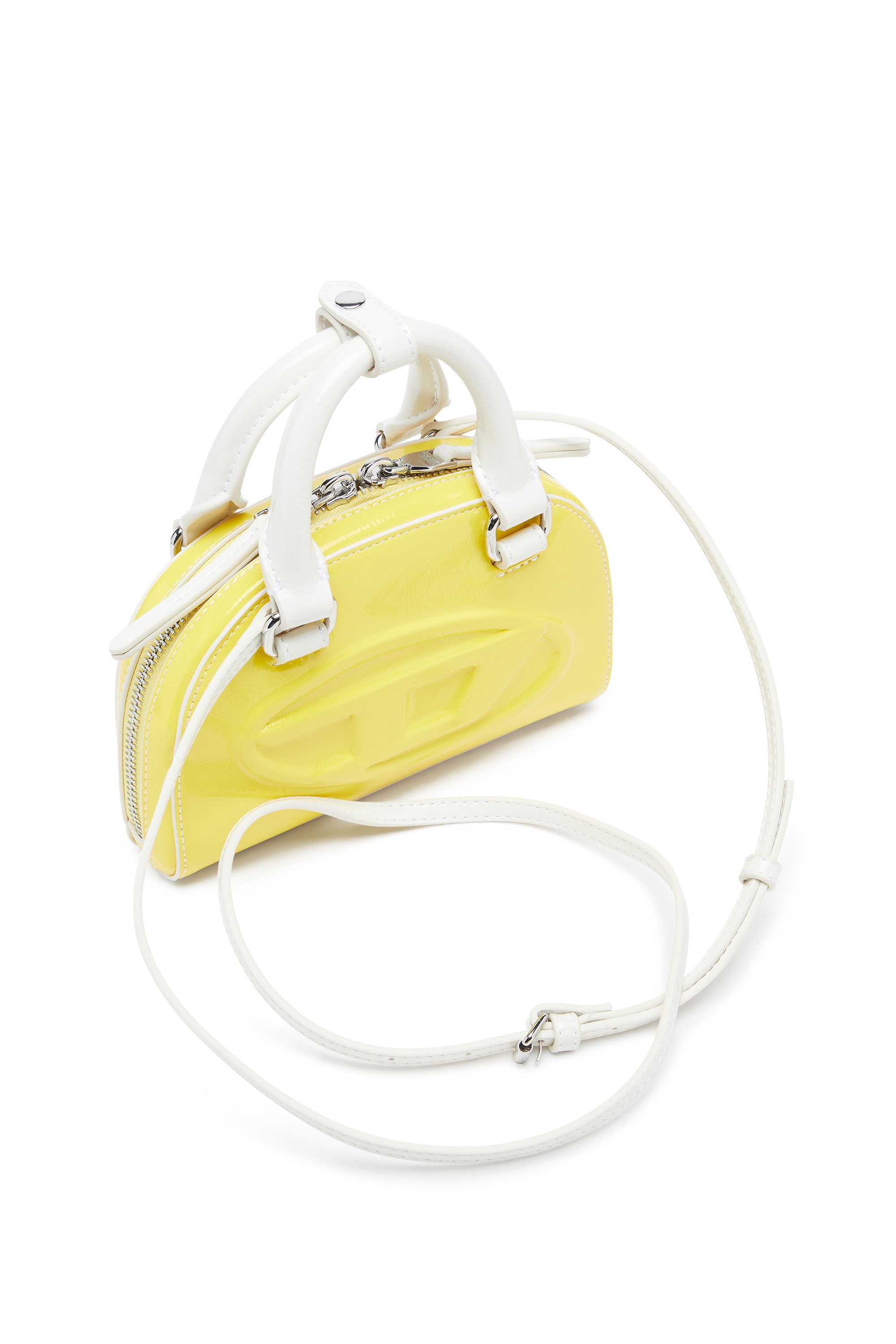 Yellow 1DR Dome-Mini crossbody bag with naplak effect